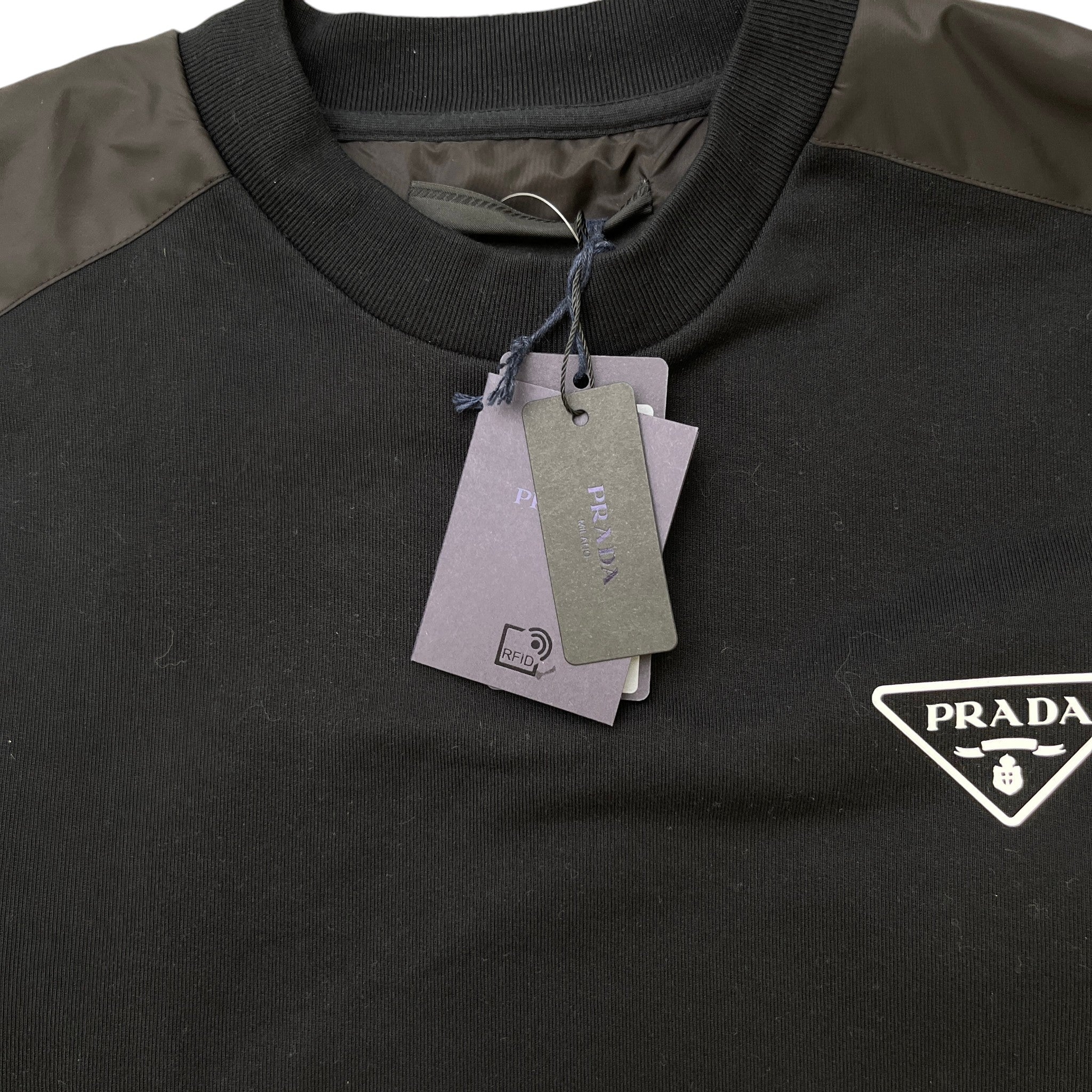 Men's Triangle Logo Nylon Sweatshirt Black Size S