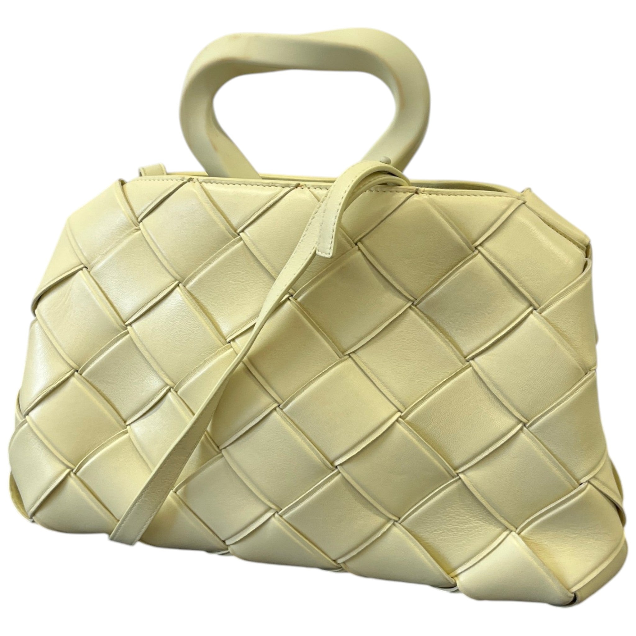 Women's Woven Intrecciato Top Handle Grasp Bag Yellow