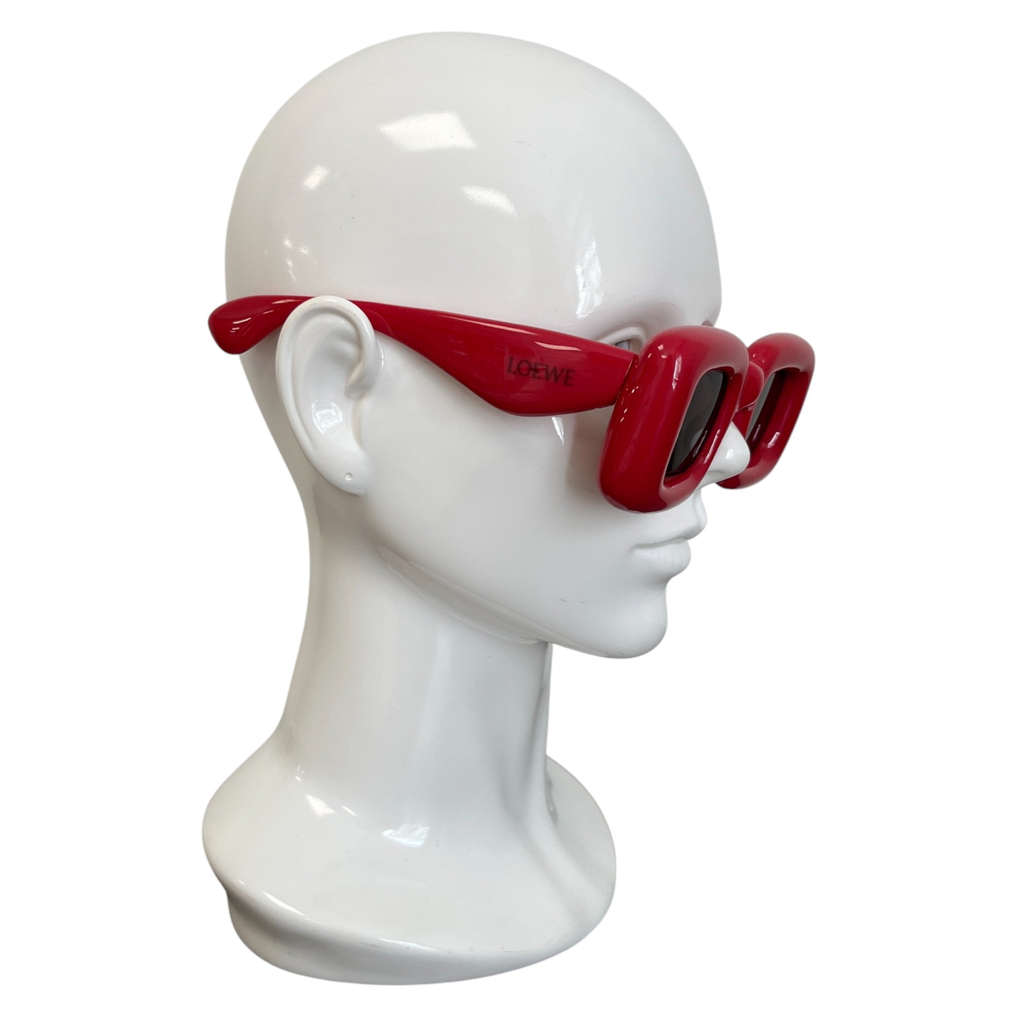 Women's Lw400981 Inflated Rectangular Sunglasses Red