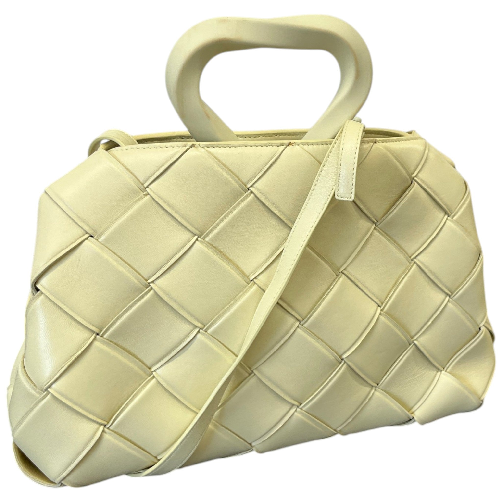 Women's Woven Intrecciato Top Handle Grasp Bag Yellow
