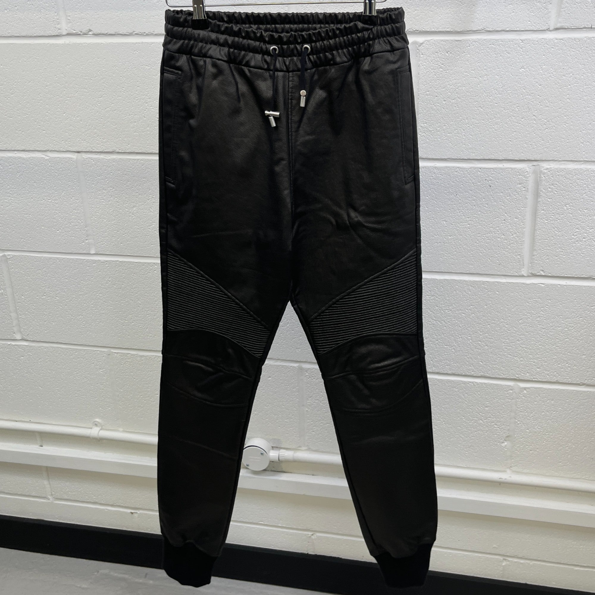 Men's Biker Leather Trousers Black Size XS