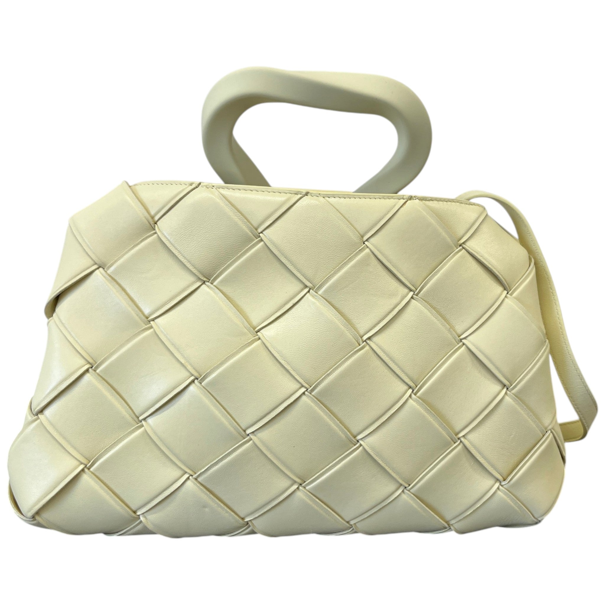Women's Woven Intrecciato Top Handle Grasp Bag Yellow
