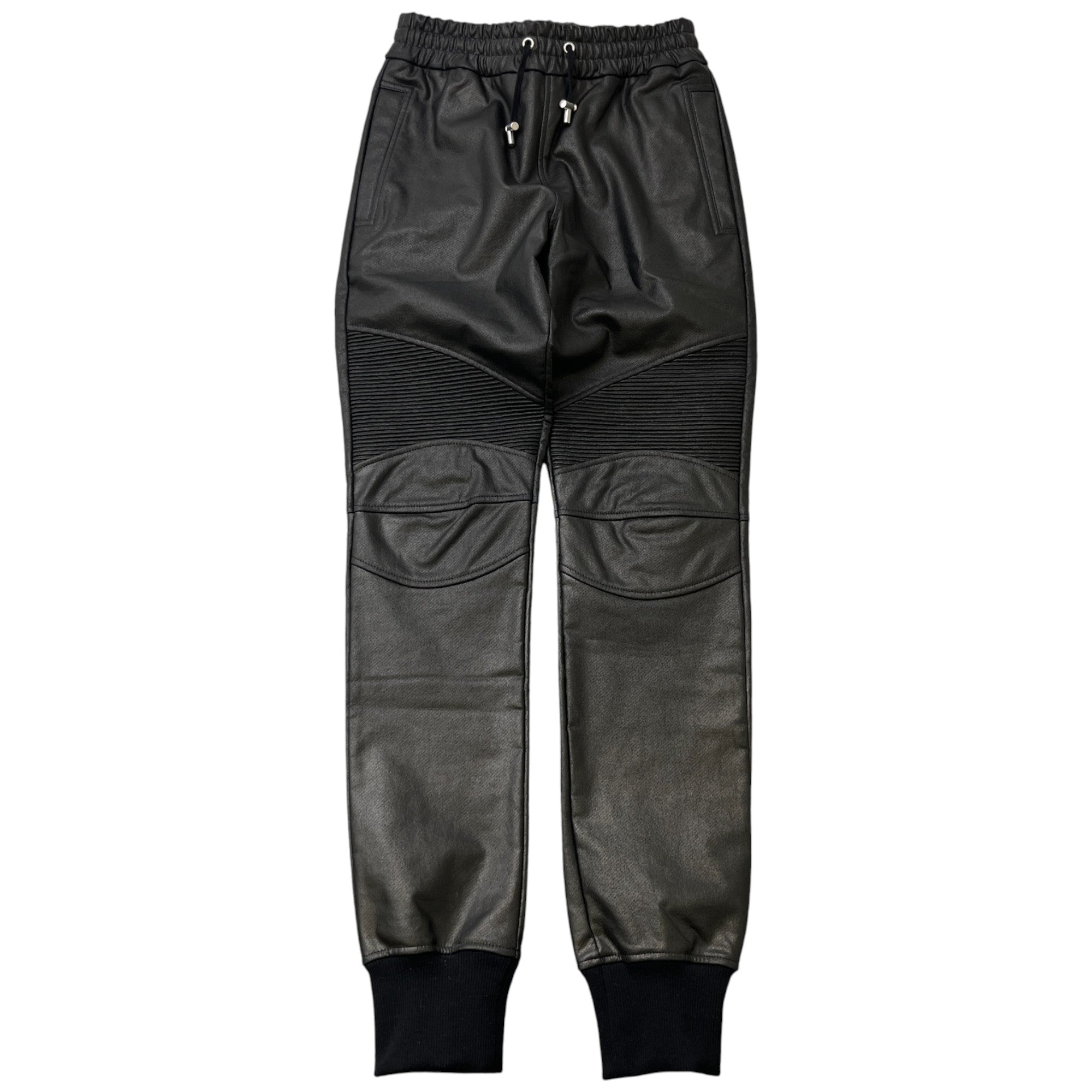 Men's Biker Leather Trousers Black Size XS