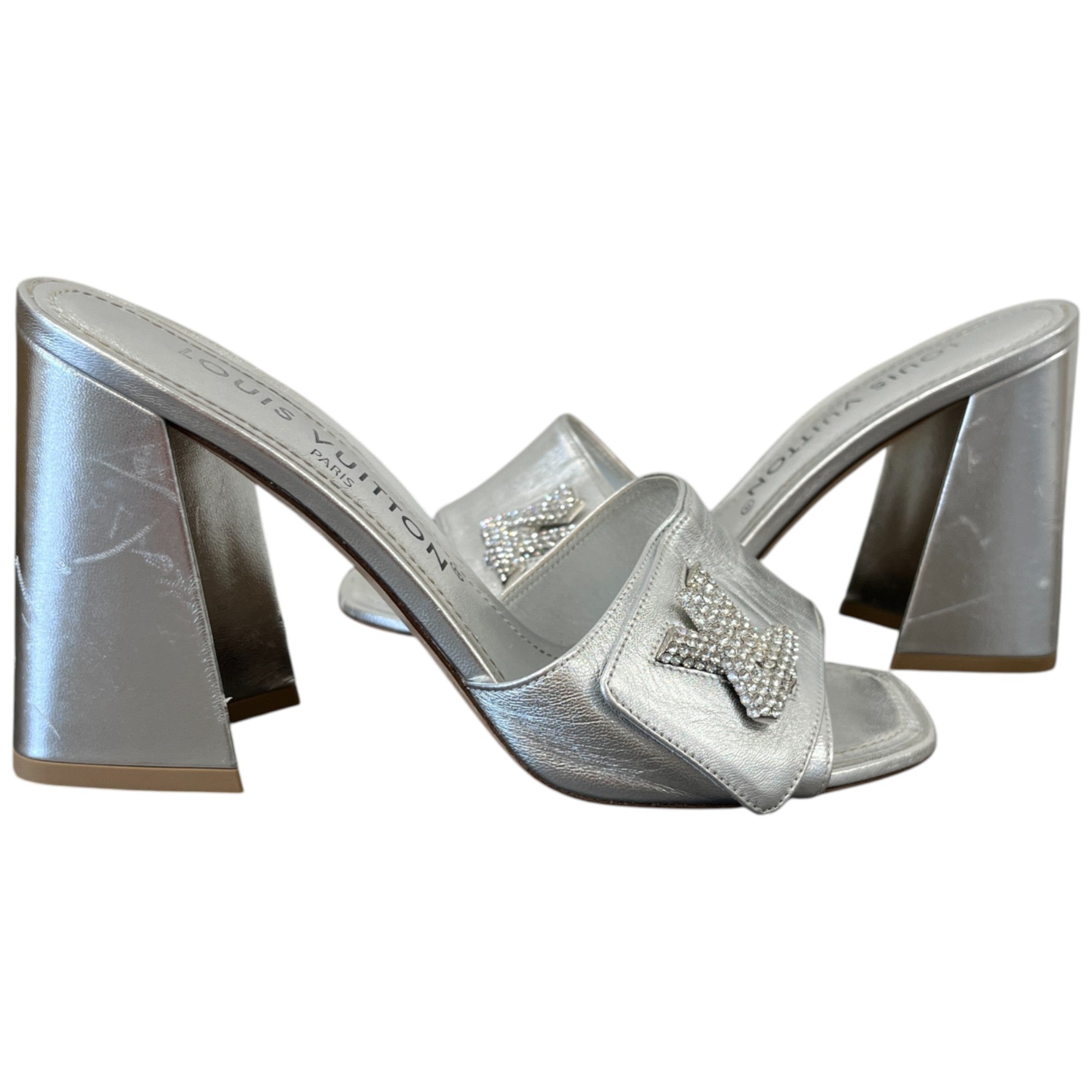 Women's Diamond Lv Logo Heels Silver Size EU 37 / UK 4