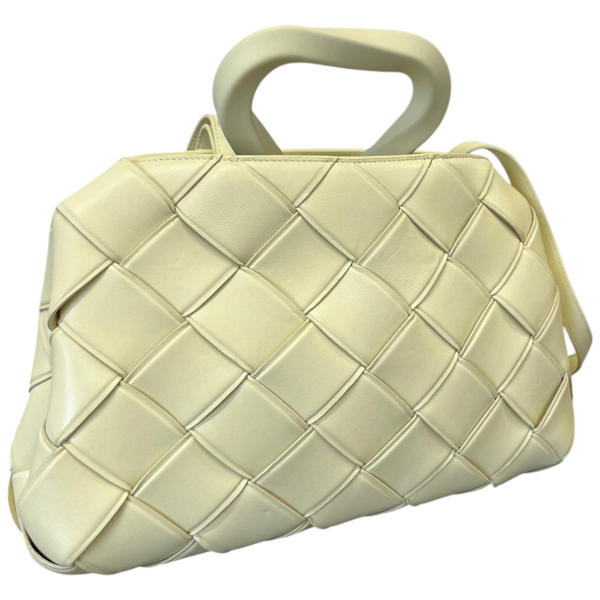 Women's Woven Intrecciato Top Handle Grasp Bag Yellow