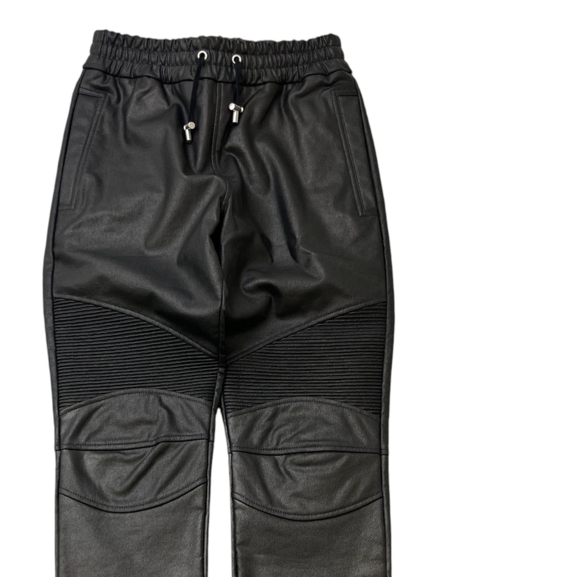 Men's Biker Leather Trousers Black Size XS