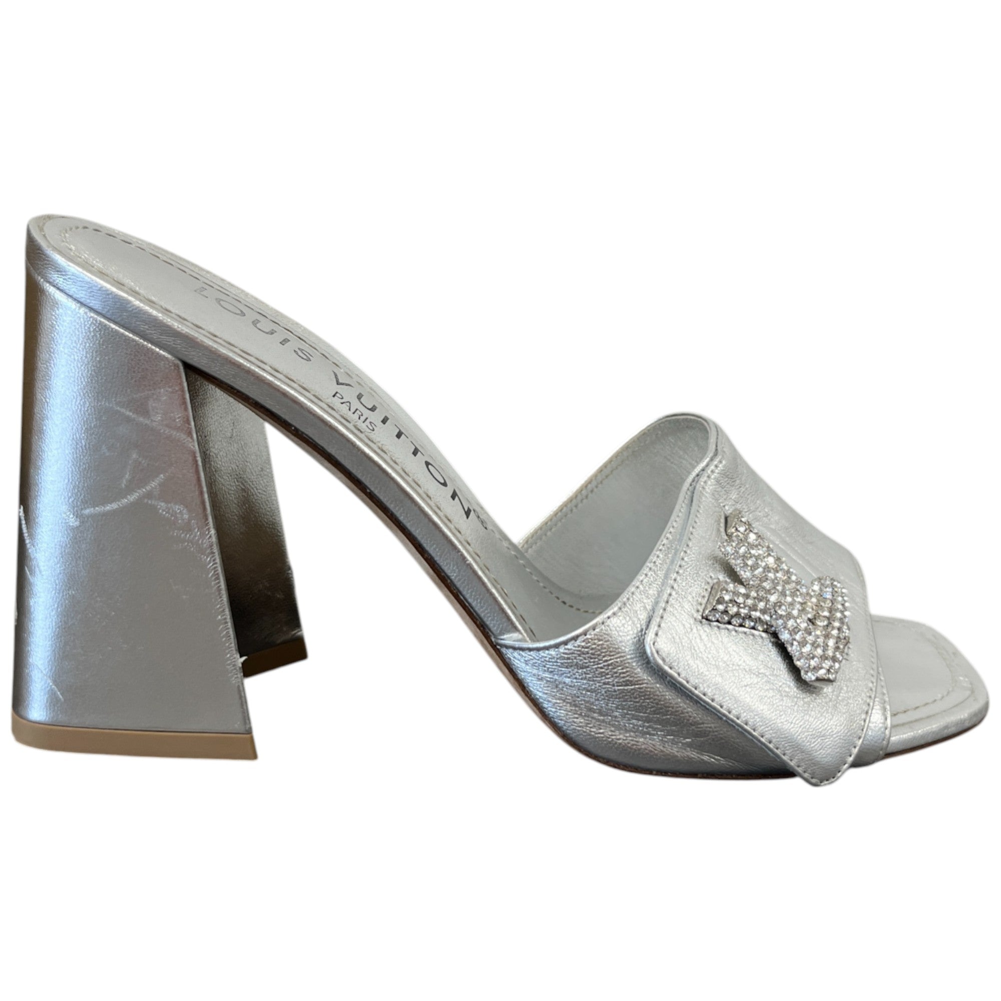 Women's Diamond Lv Logo Heels Silver Size EU 37 / UK 4