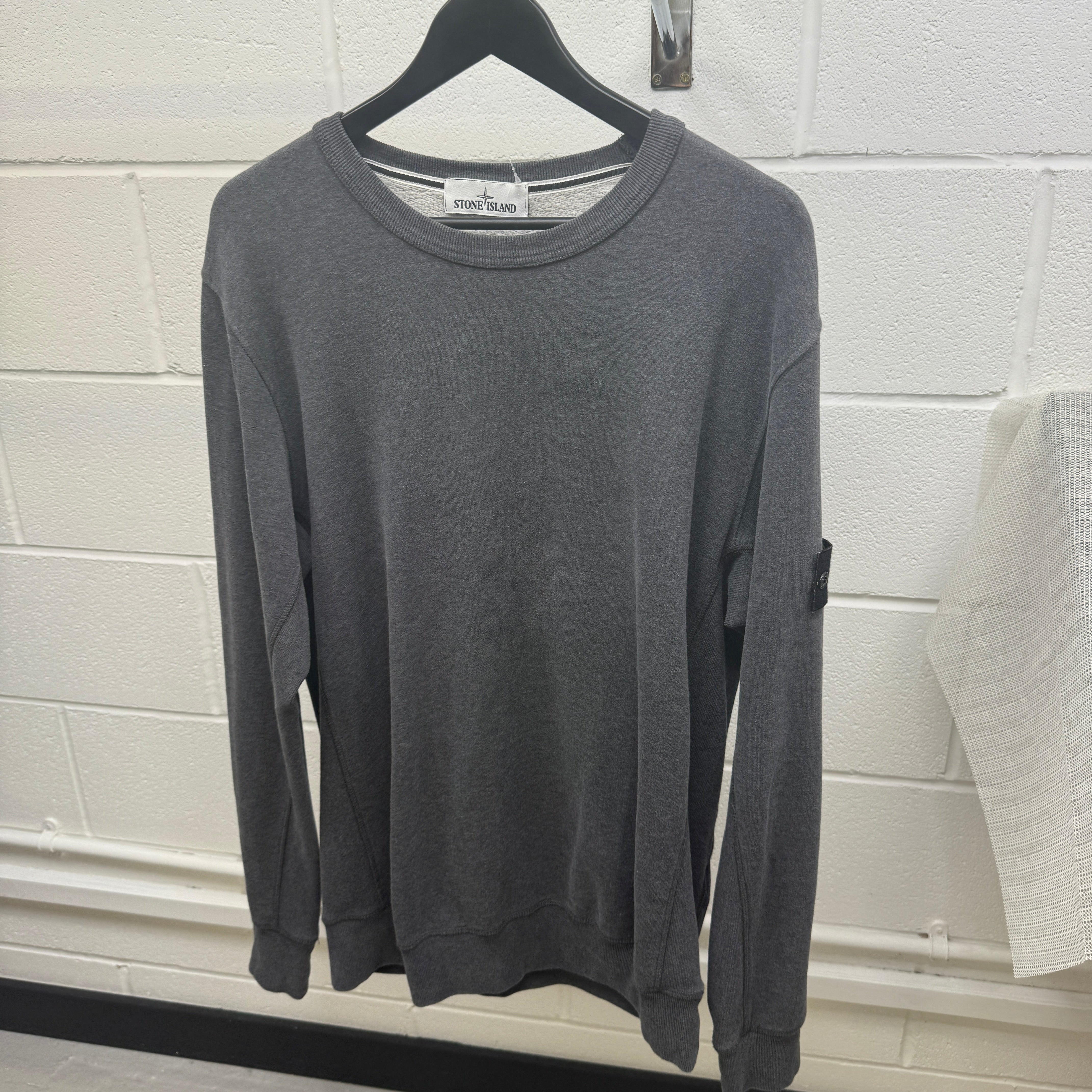 Men's Applique Logo Sweatshirt Grey Size XXL