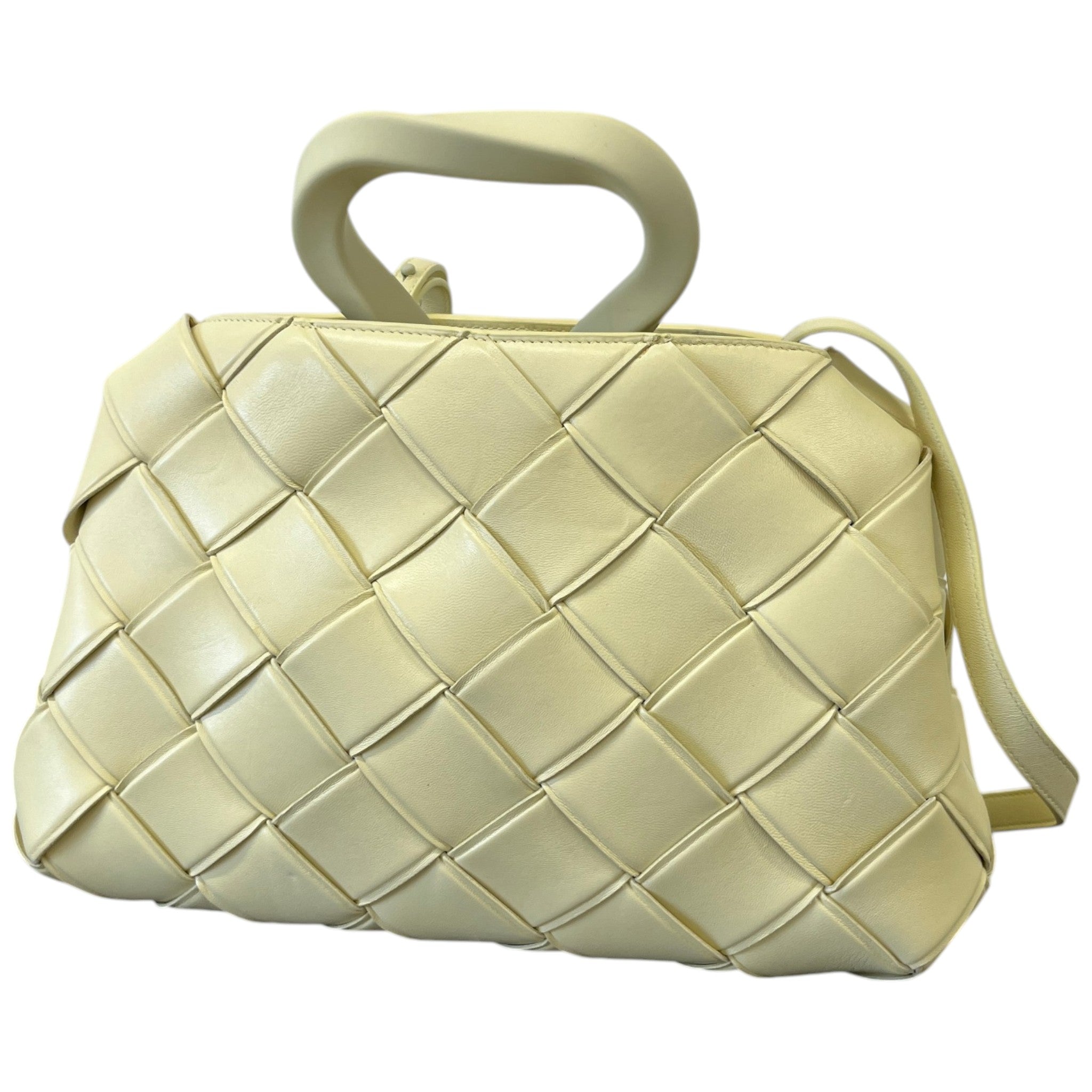 Women's Woven Intrecciato Top Handle Grasp Bag Yellow