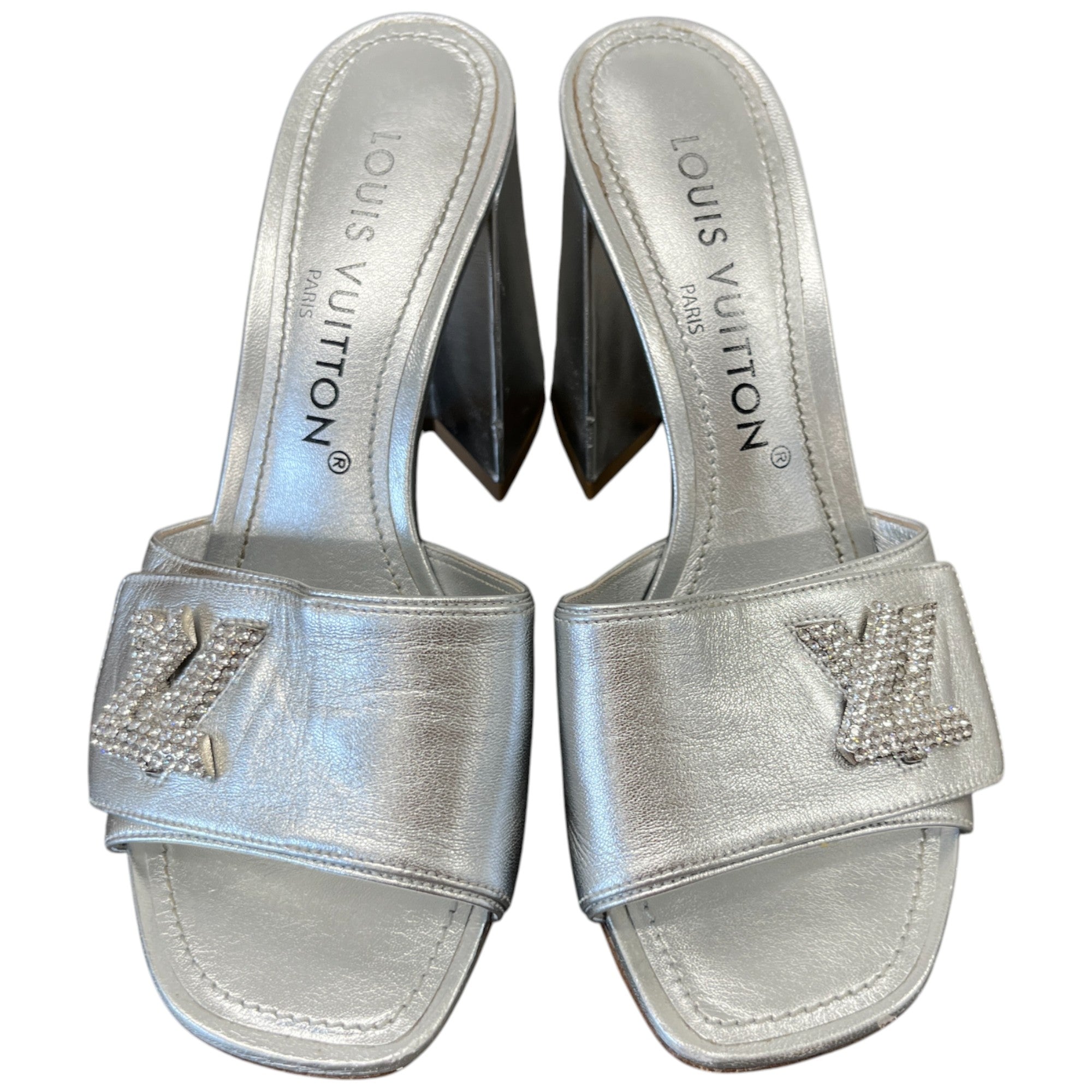 Women's Diamond Lv Logo Heels Silver Size EU 37 / UK 4