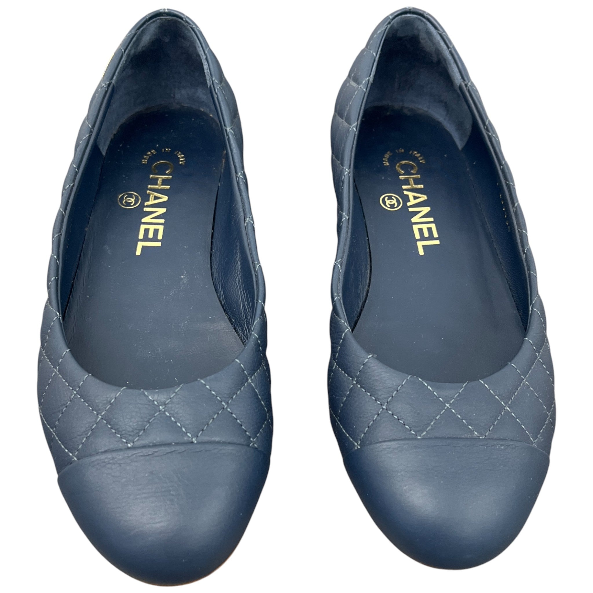 Women's Quilted Ballet Flats Mules Blue Size EU 36 / UK 3
