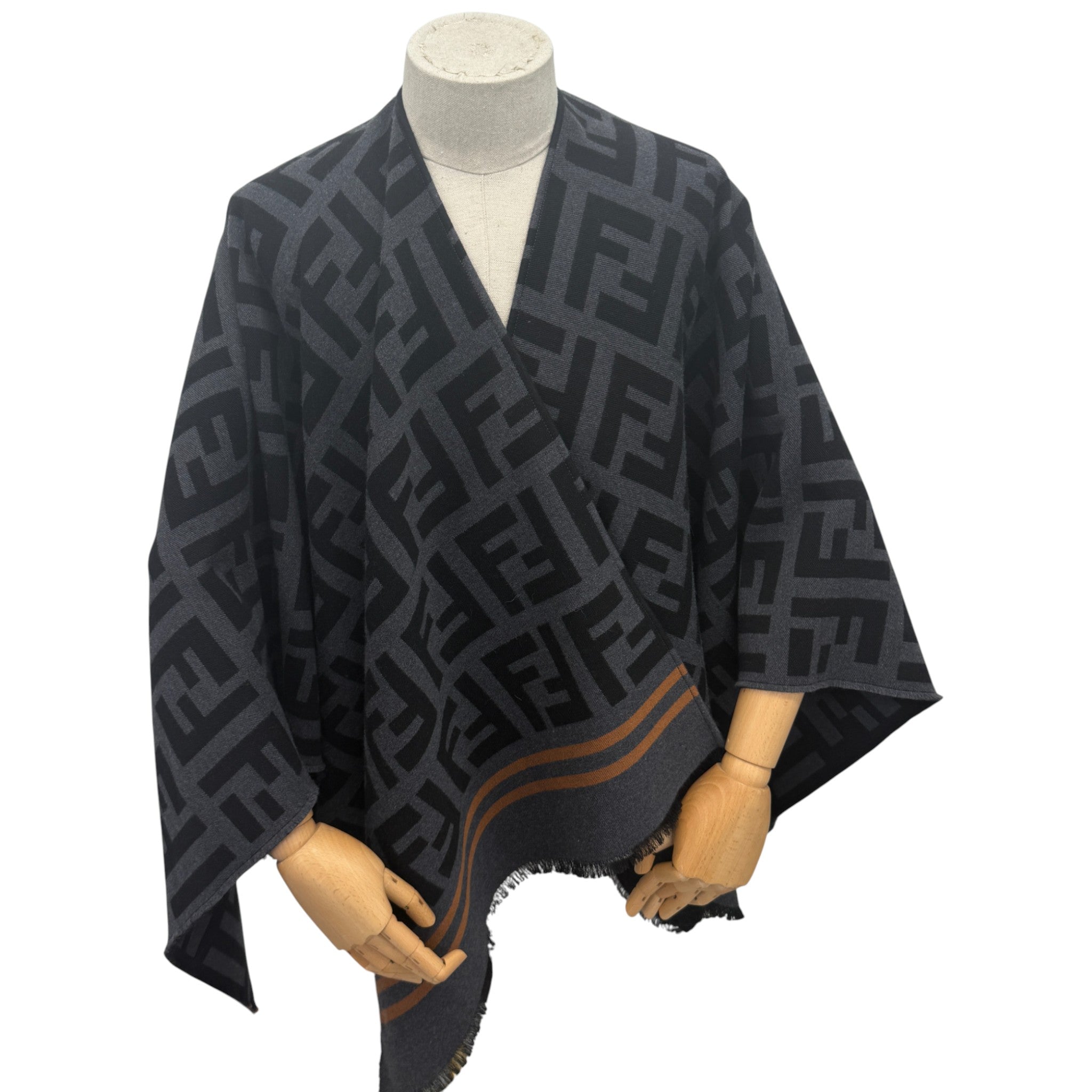 Women's Ff Monogram Poncho Charcoal