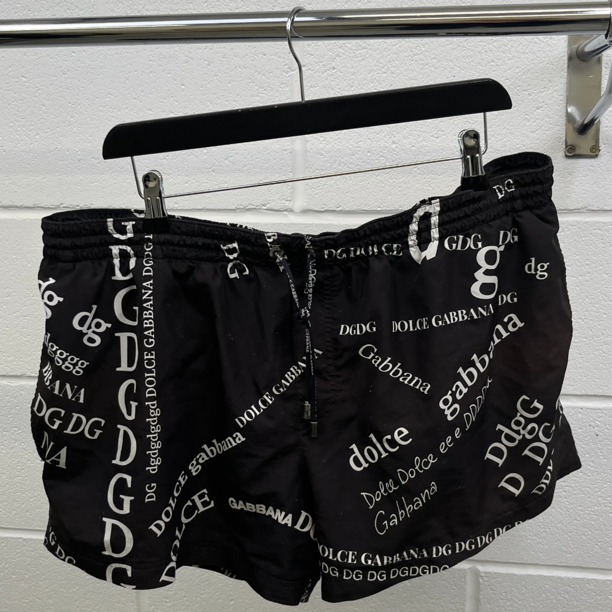 Men's All Over Dg Logo Swim Shorts Black Size XL