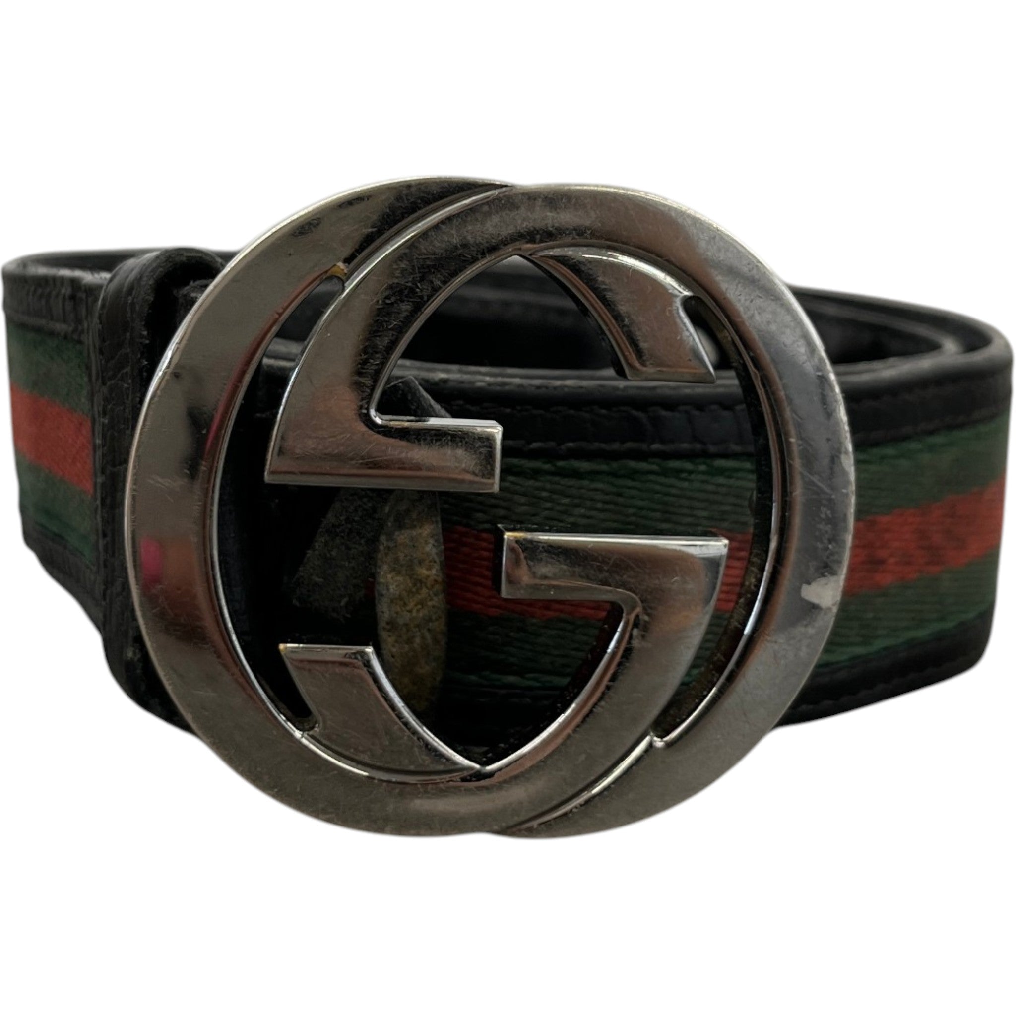 Men's Interlocking G Web Belt Black Size Waist 30"