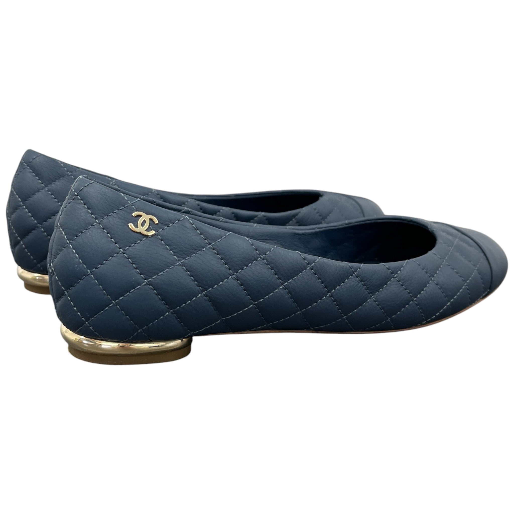 Women's Quilted Ballet Flats Mules Blue Size EU 36 / UK 3