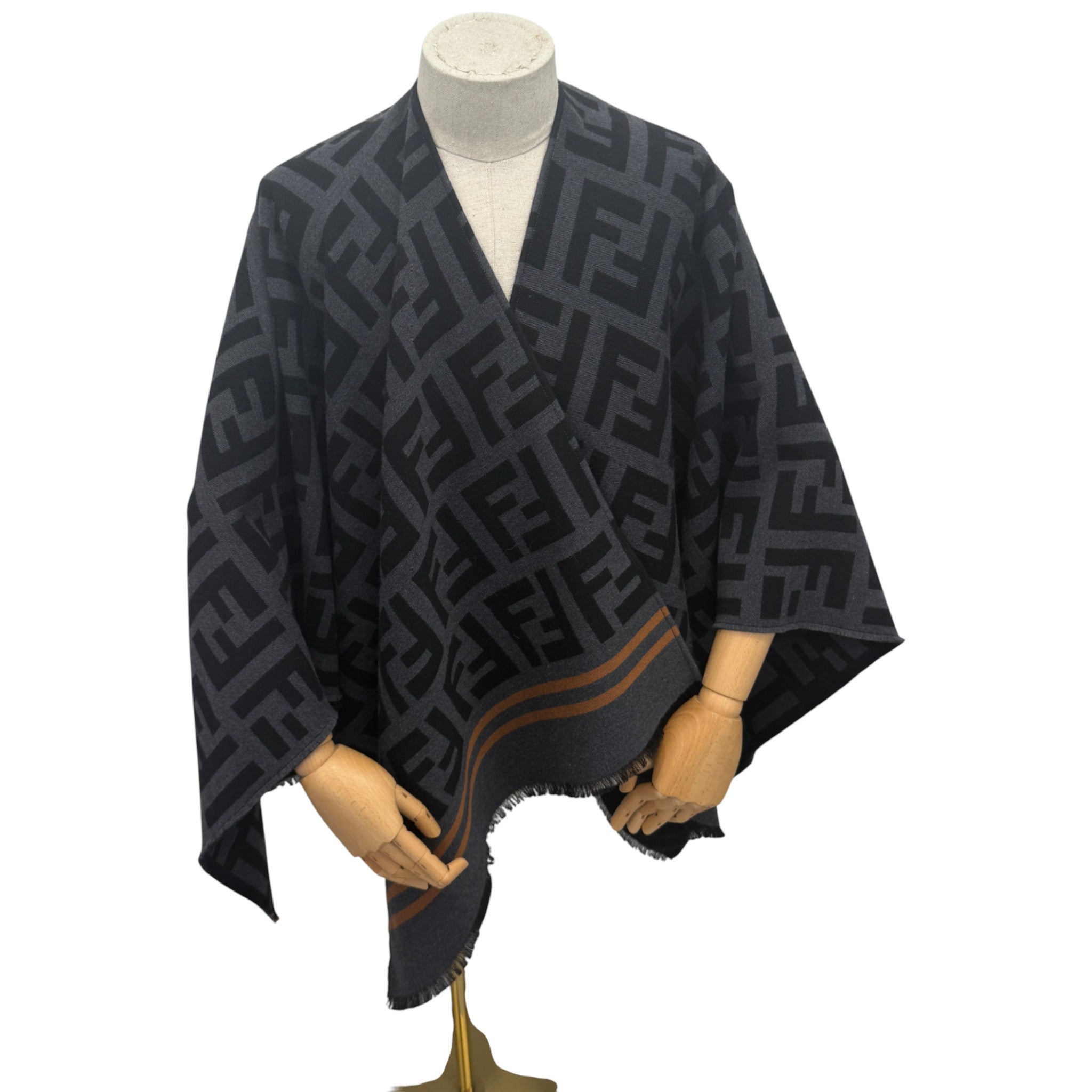 Women's Ff Monogram Poncho Charcoal