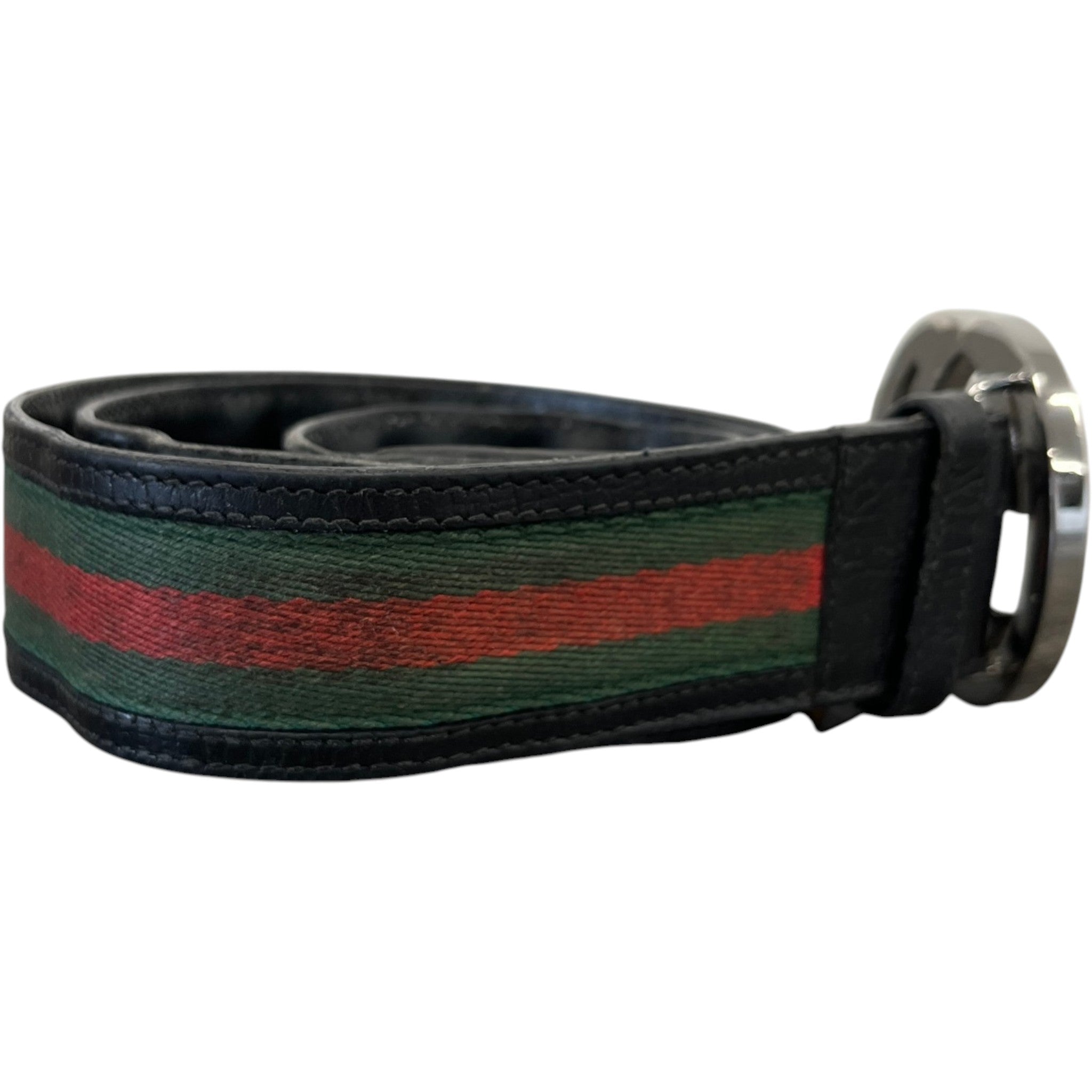 Men's Interlocking G Web Belt Black Size Waist 30"