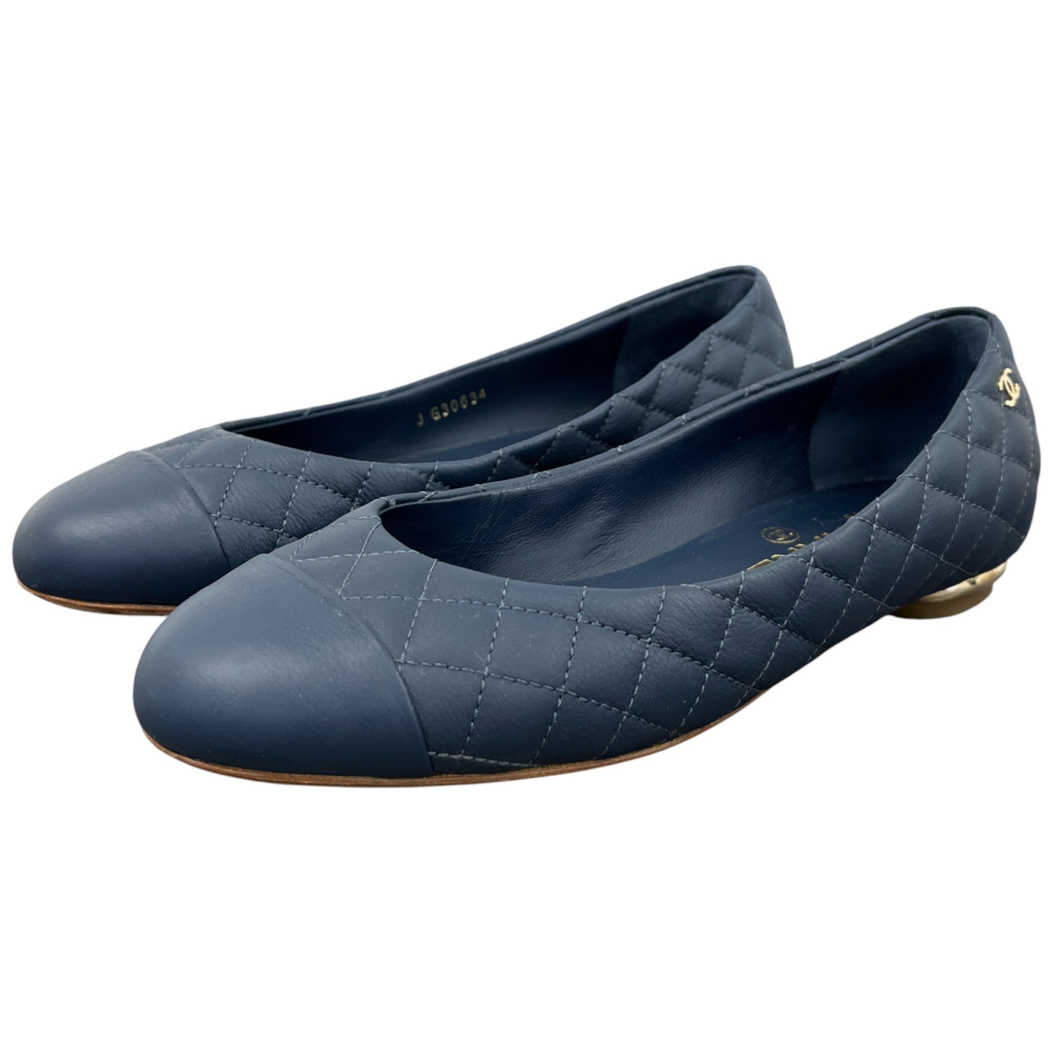 Women's Quilted Ballet Flats Mules Blue Size EU 36 / UK 3