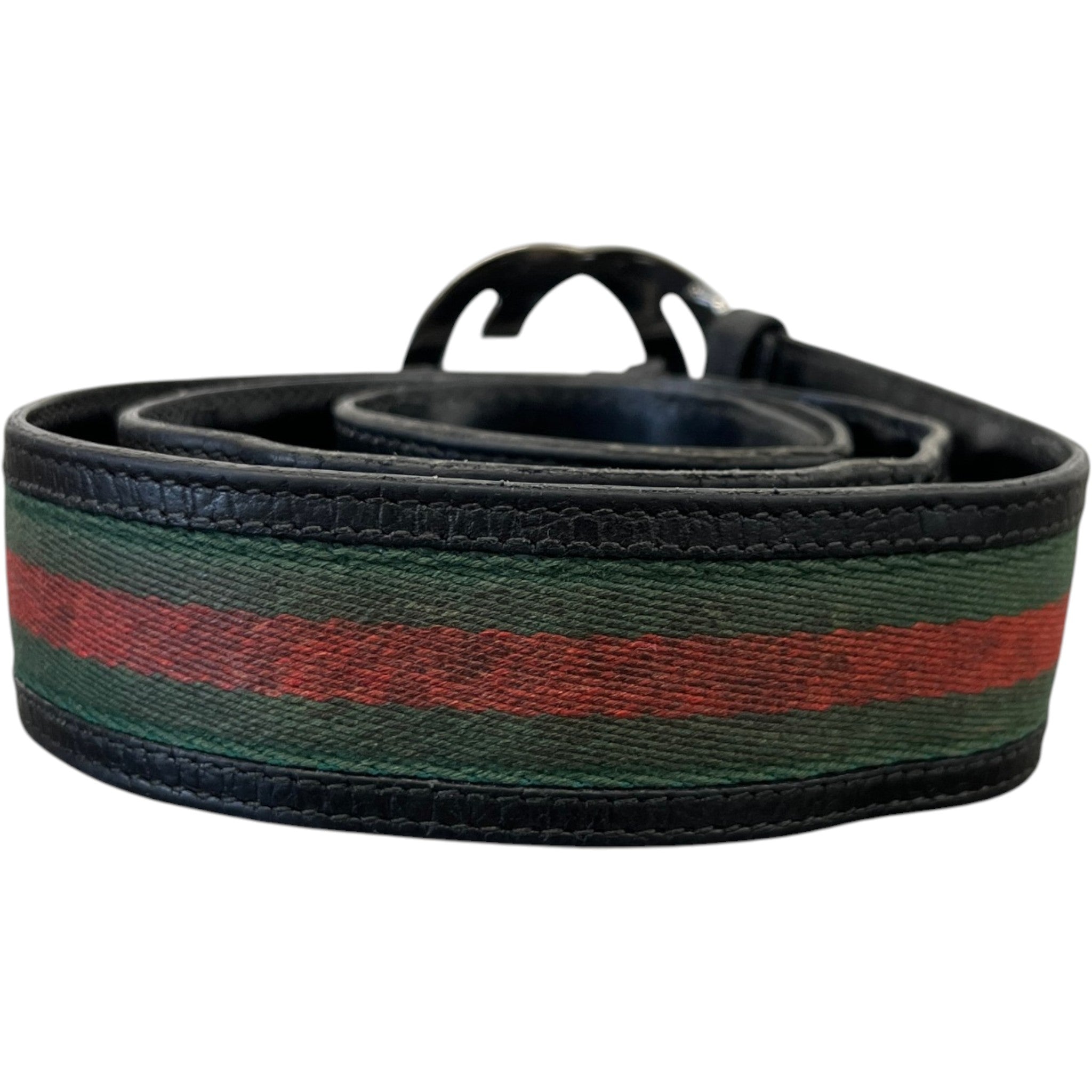 Men's Interlocking G Web Belt Black Size Waist 30"