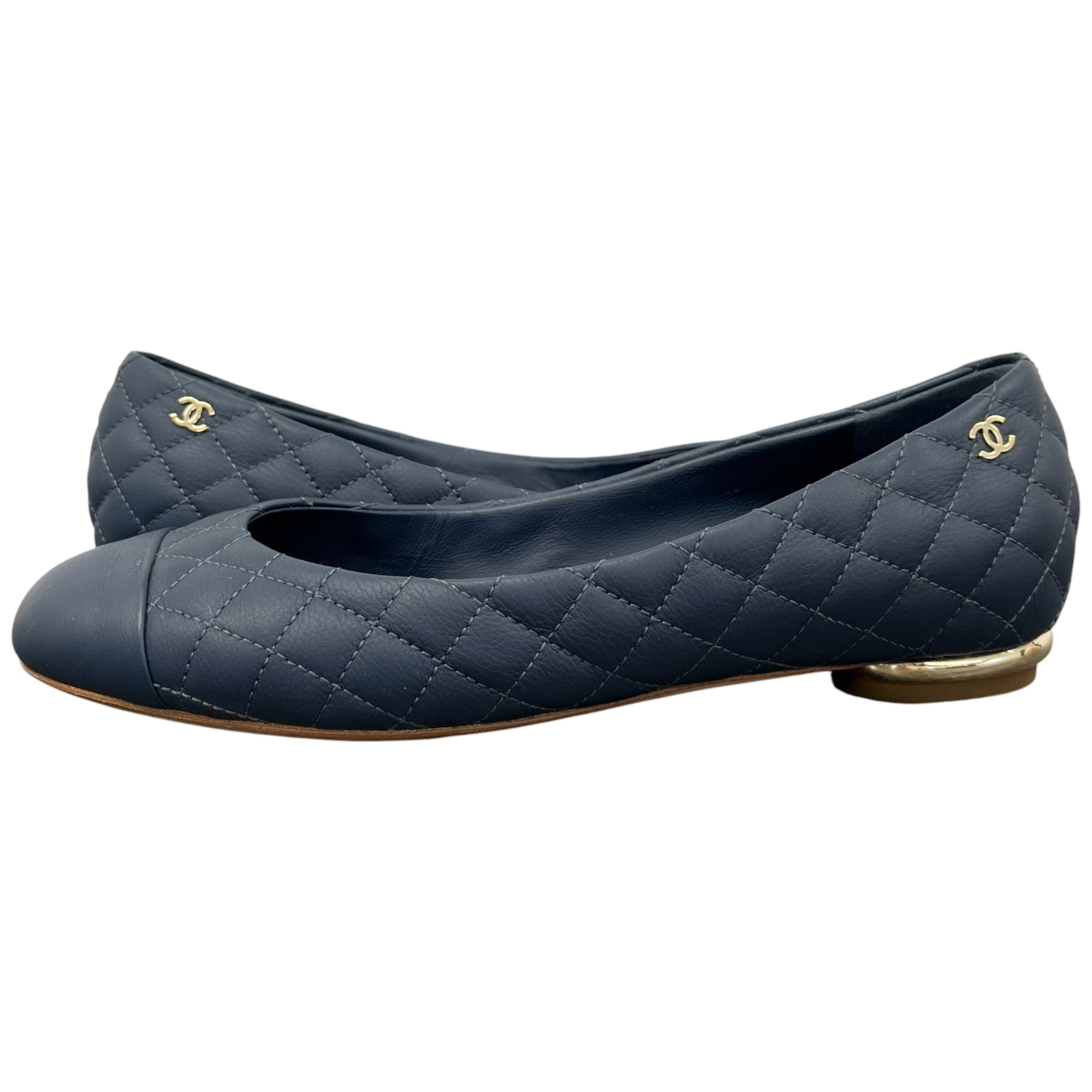 Women's Quilted Ballet Flats Mules Blue Size EU 36 / UK 3