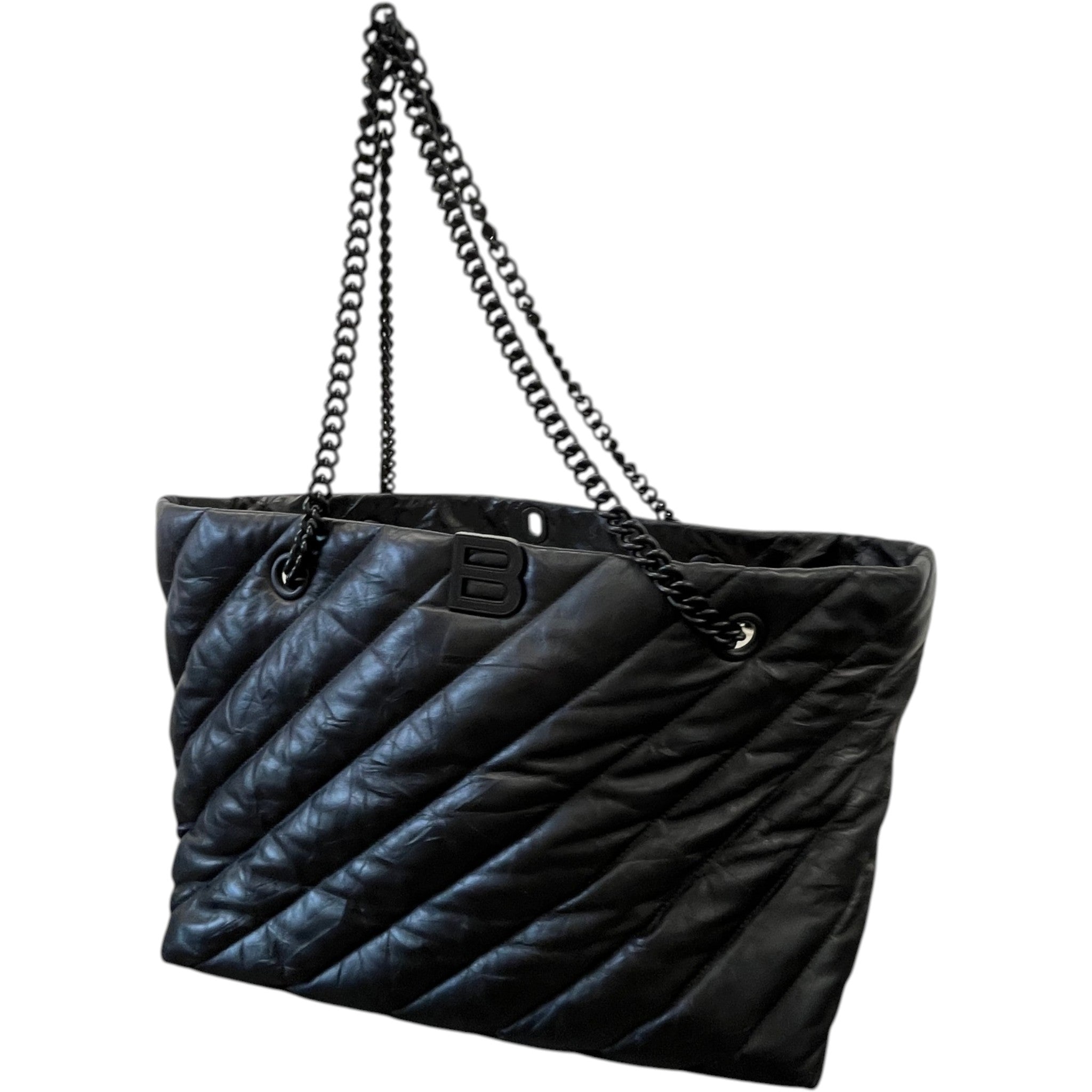 Women's Crush Large Quilted Tote Handbag Black