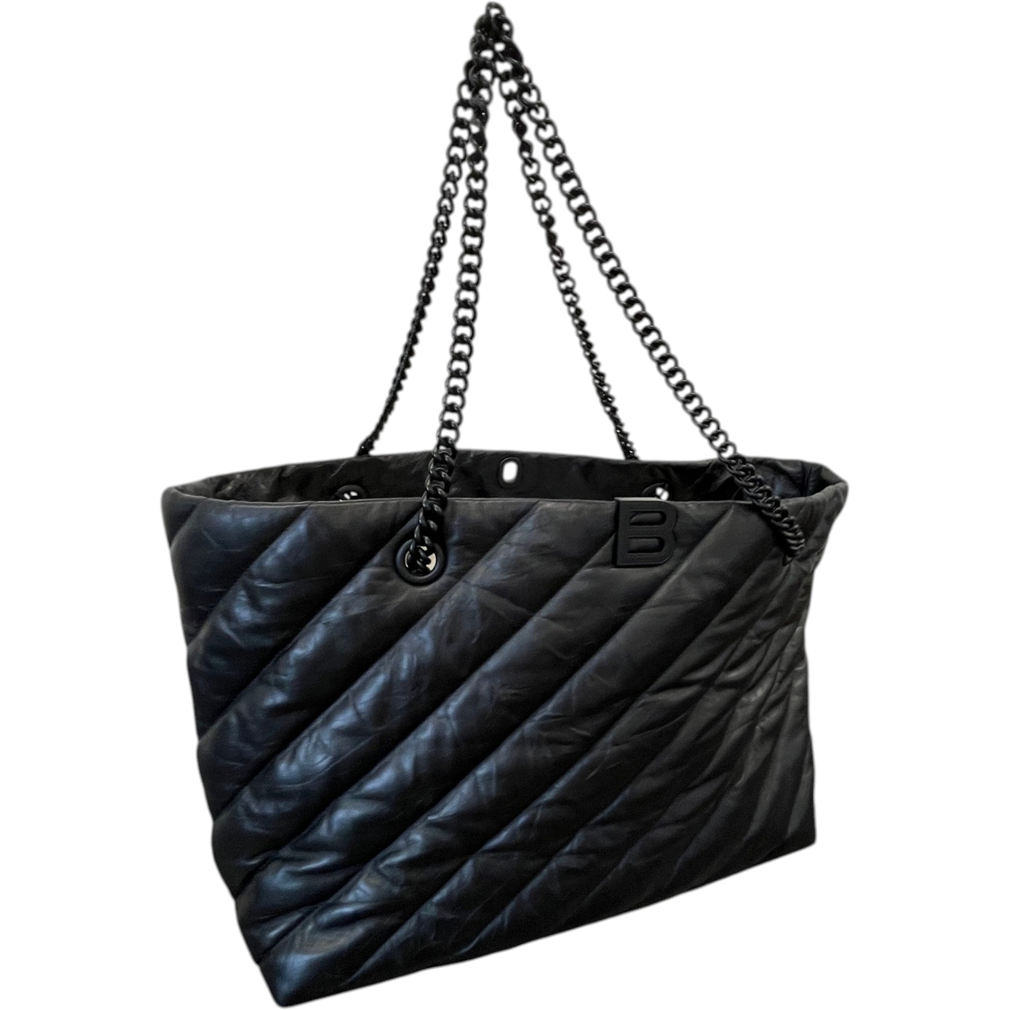 Women's Crush Large Quilted Tote Handbag Black