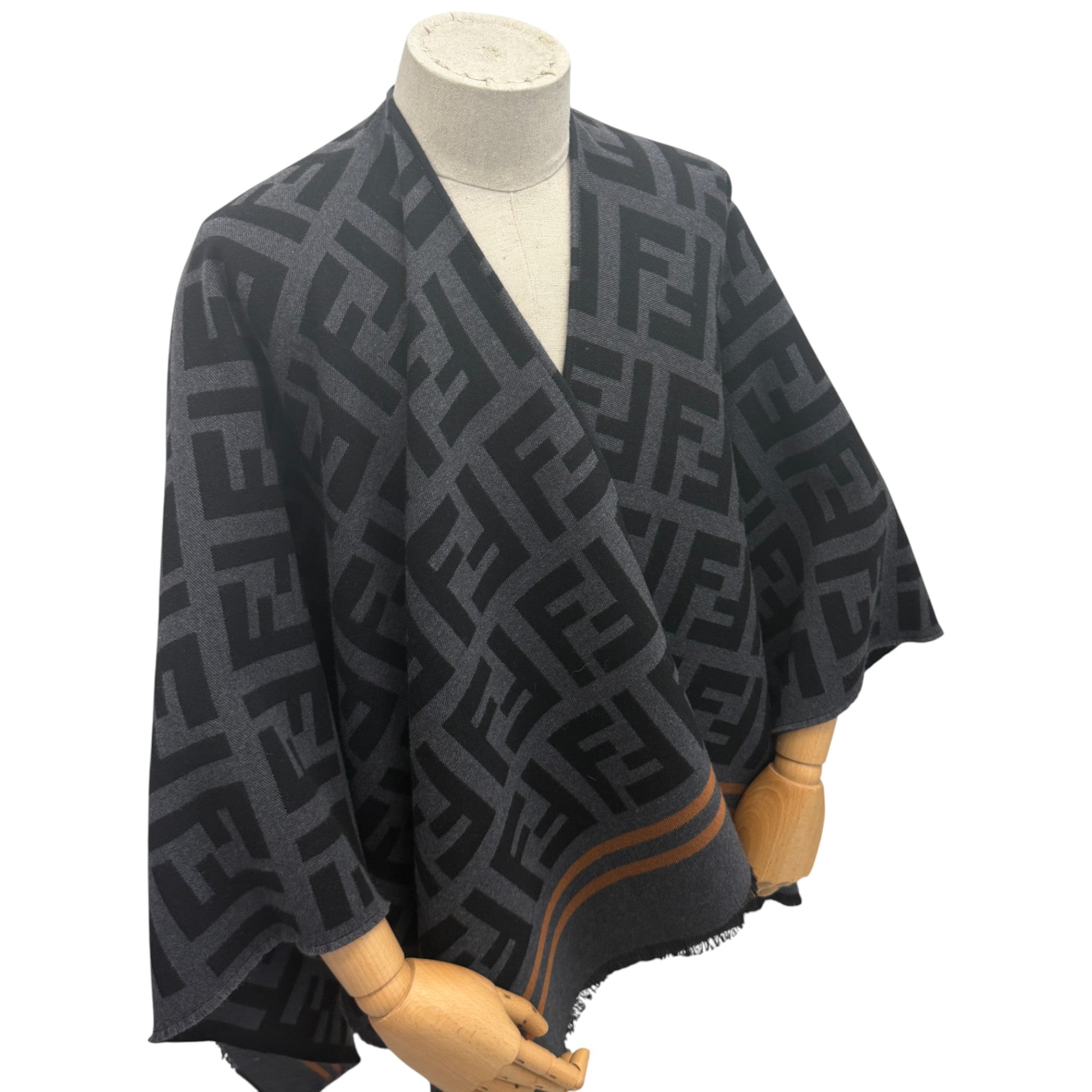 Women's Ff Monogram Poncho Charcoal