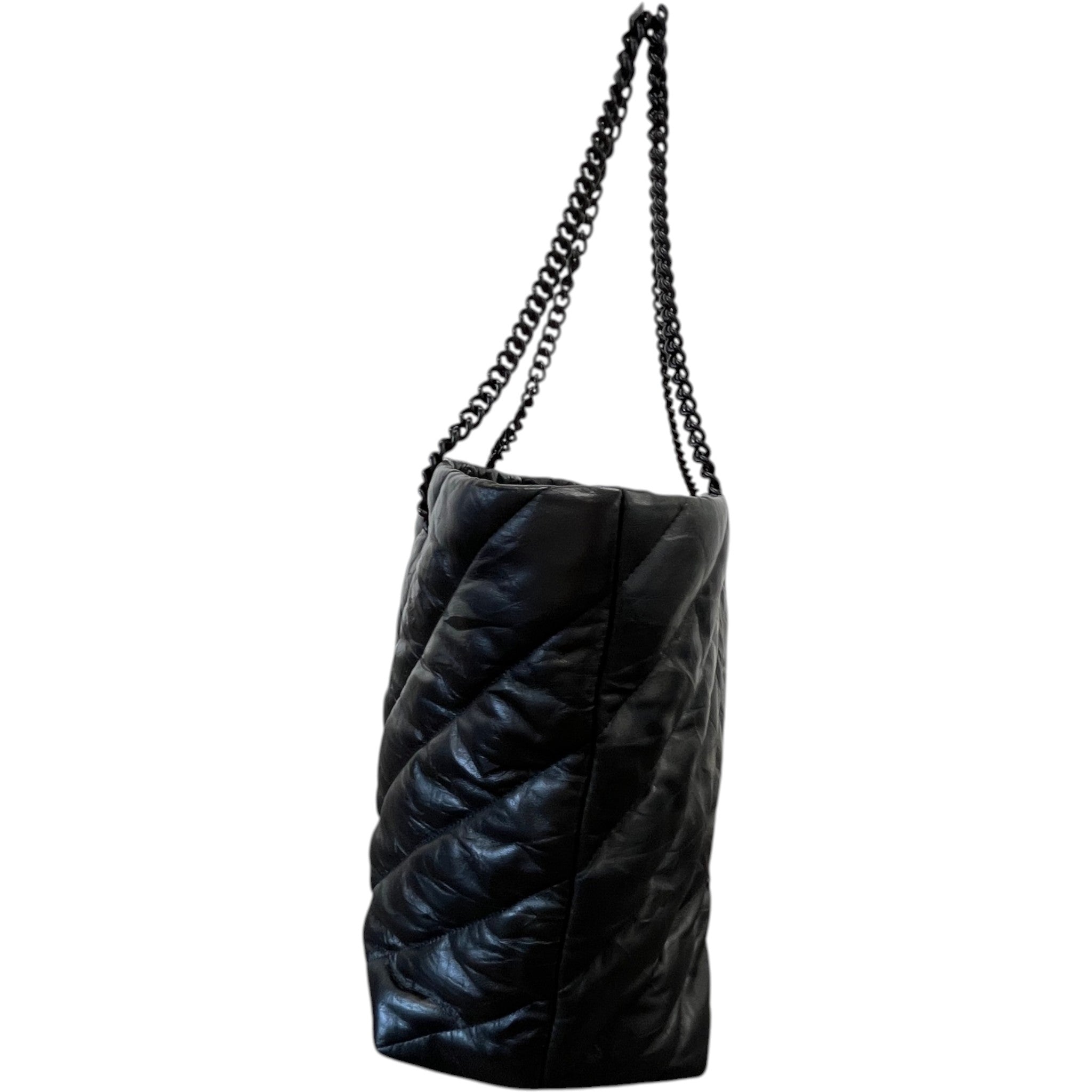 Women's Crush Large Quilted Tote Handbag Black