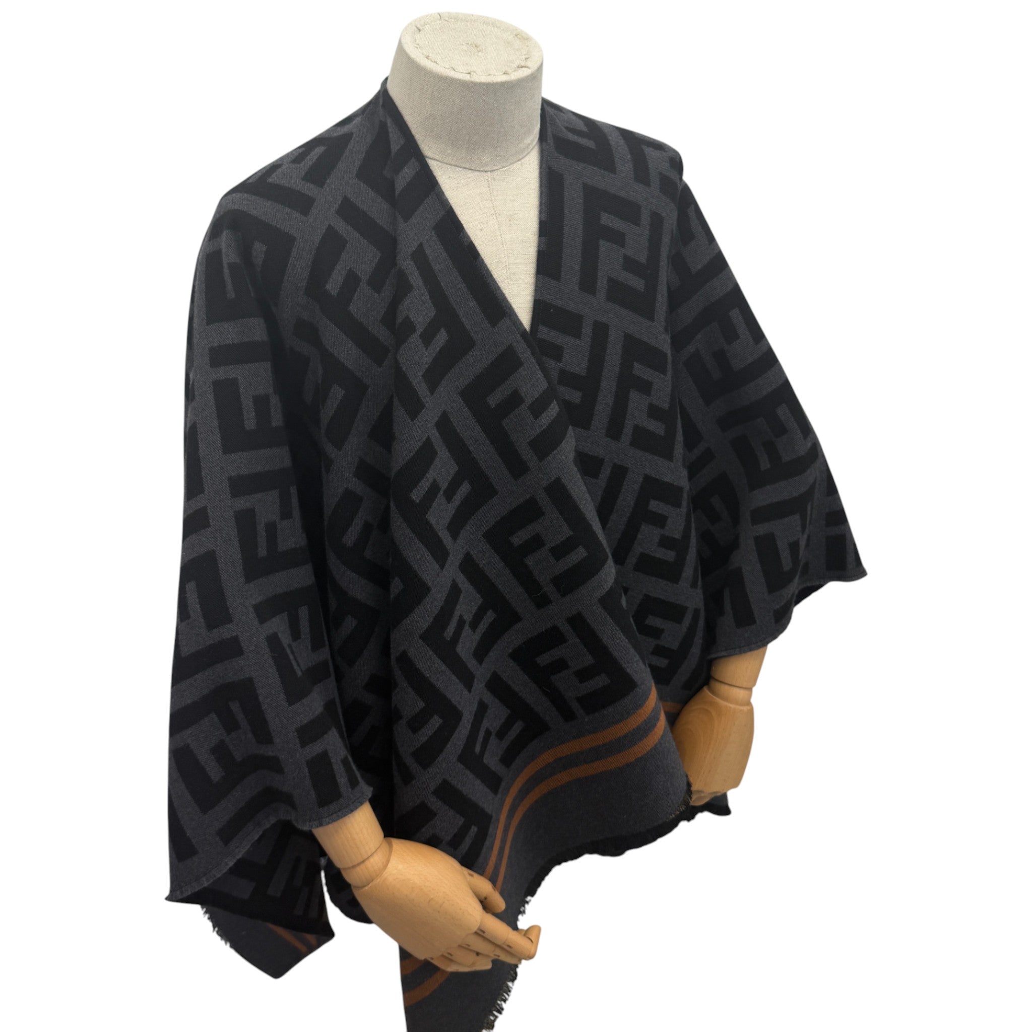 Women's Ff Monogram Poncho Charcoal