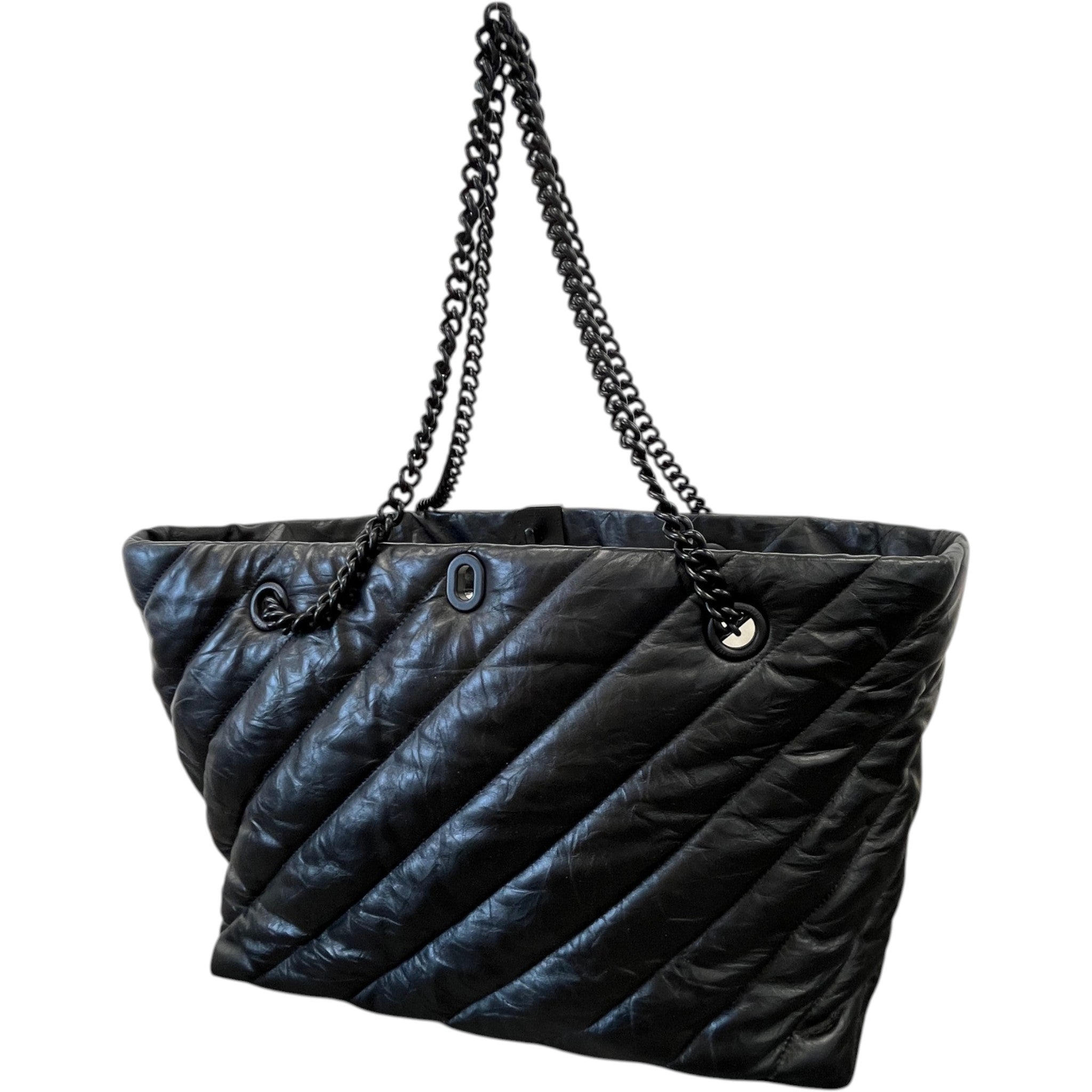 Women's Crush Large Quilted Tote Handbag Black