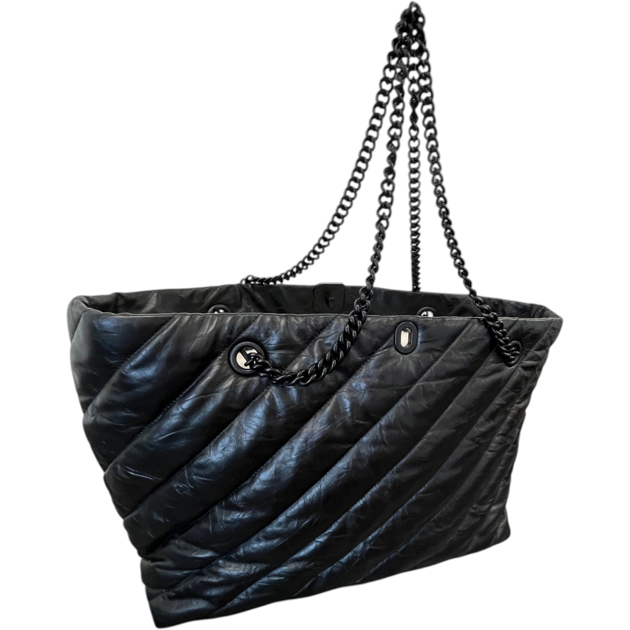 Women's Crush Large Quilted Tote Handbag Black