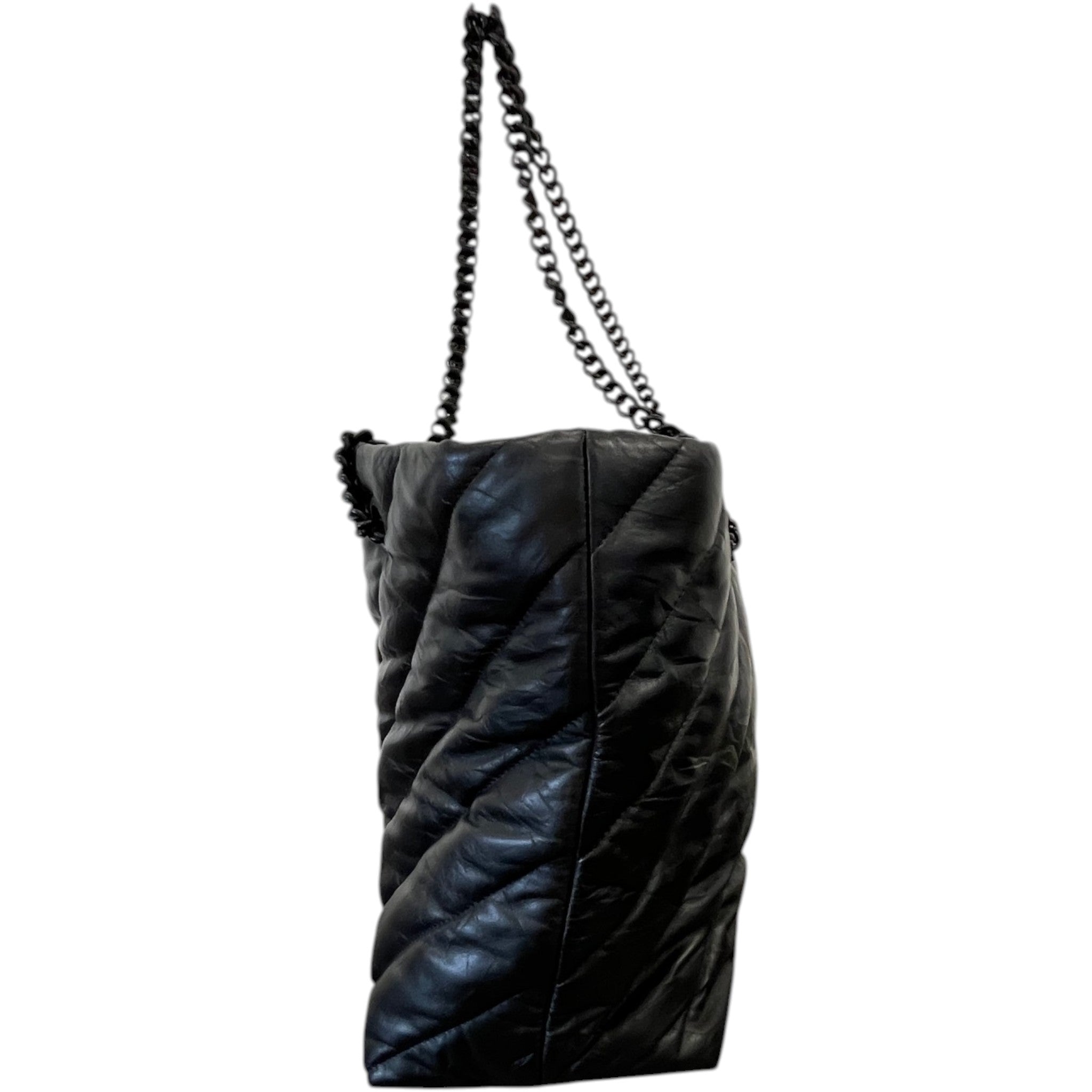 Women's Crush Large Quilted Tote Handbag Black