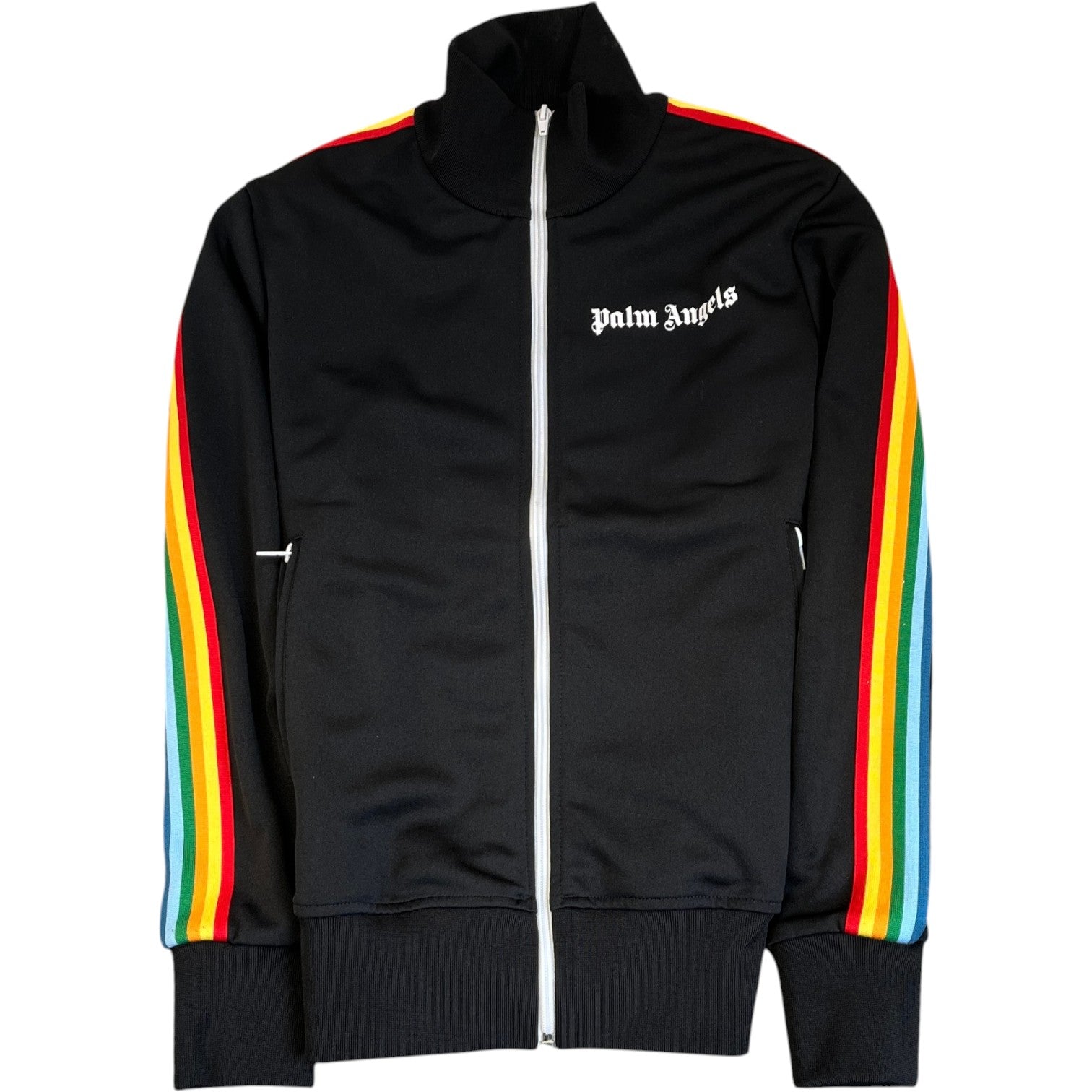 Men's Rainbow Stripe Track Jacket Black Size S