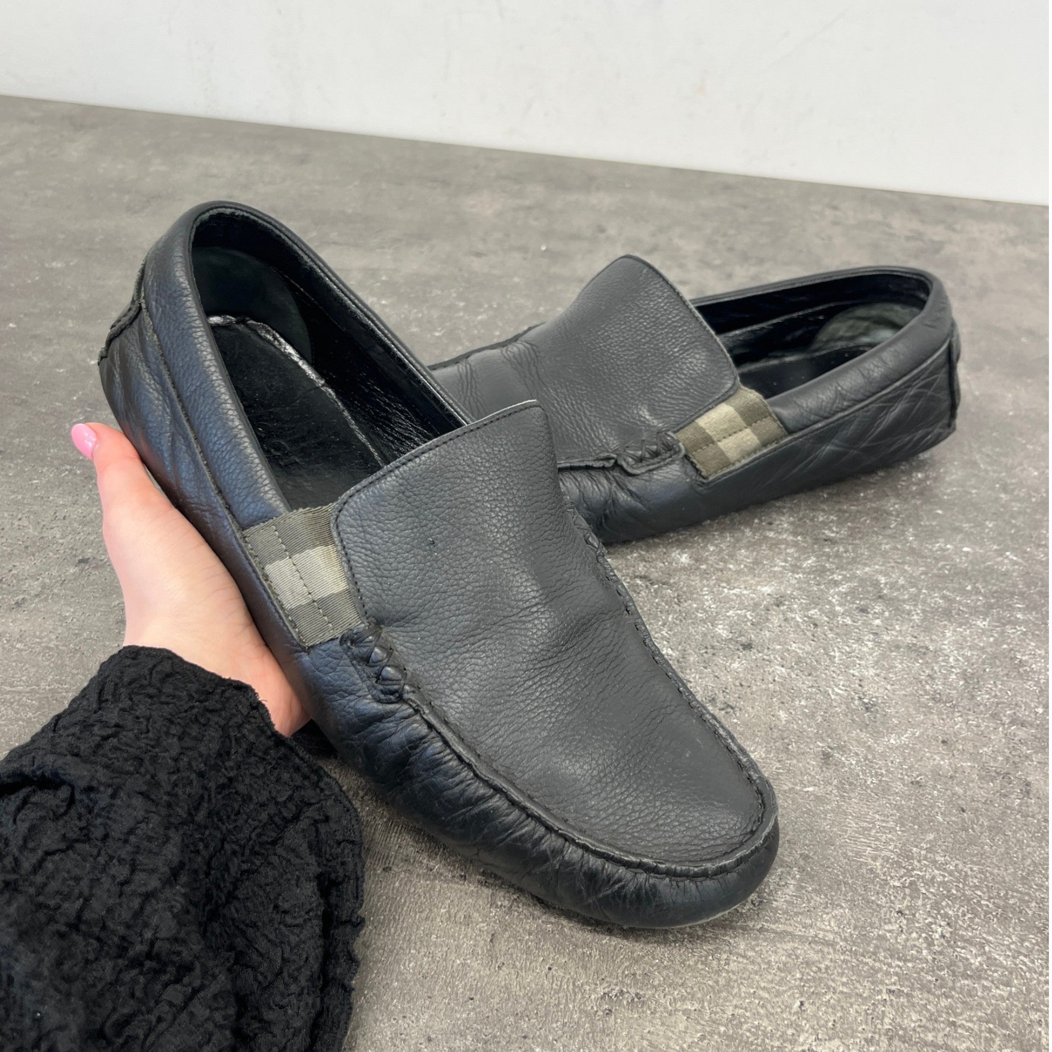 Men's Web Stripe Loafers Black Size EU 42.5 / UK 8.5