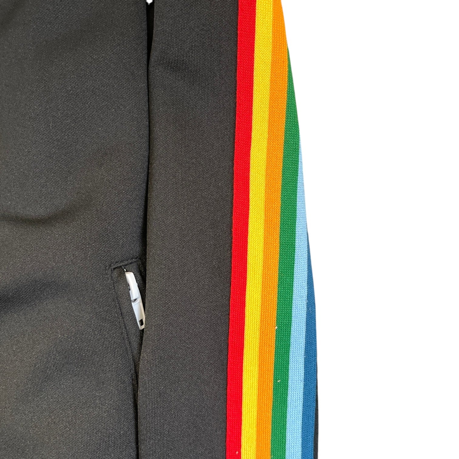Men's Rainbow Stripe Track Jacket Black Size S