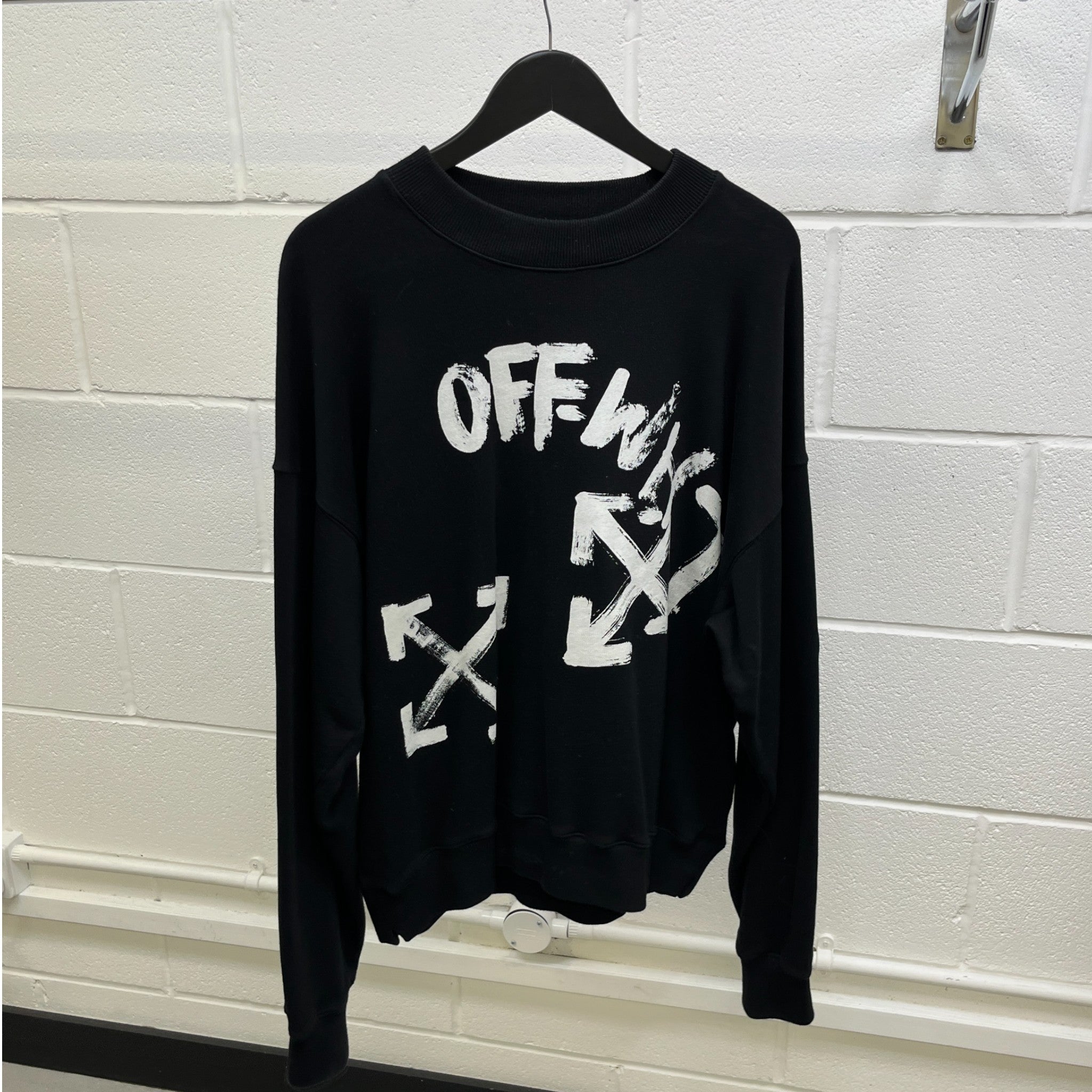 Men's Paint Script Skate Sweatshirt Black Size M