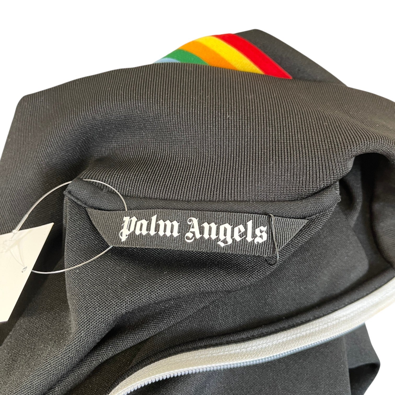 Men's Rainbow Stripe Track Jacket Black Size S