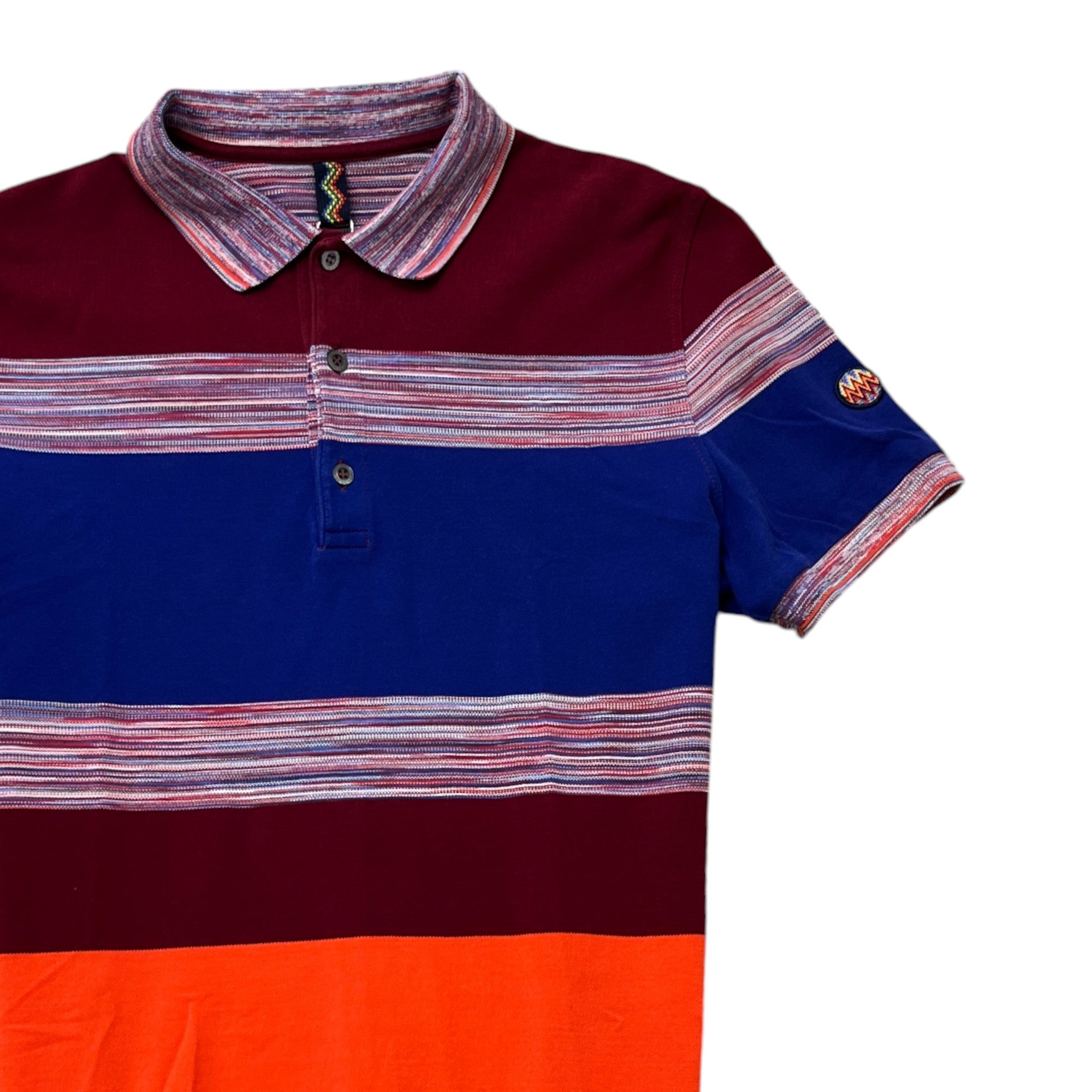 Men's Striped Block Polo Shirt Multi-Coloured Size S