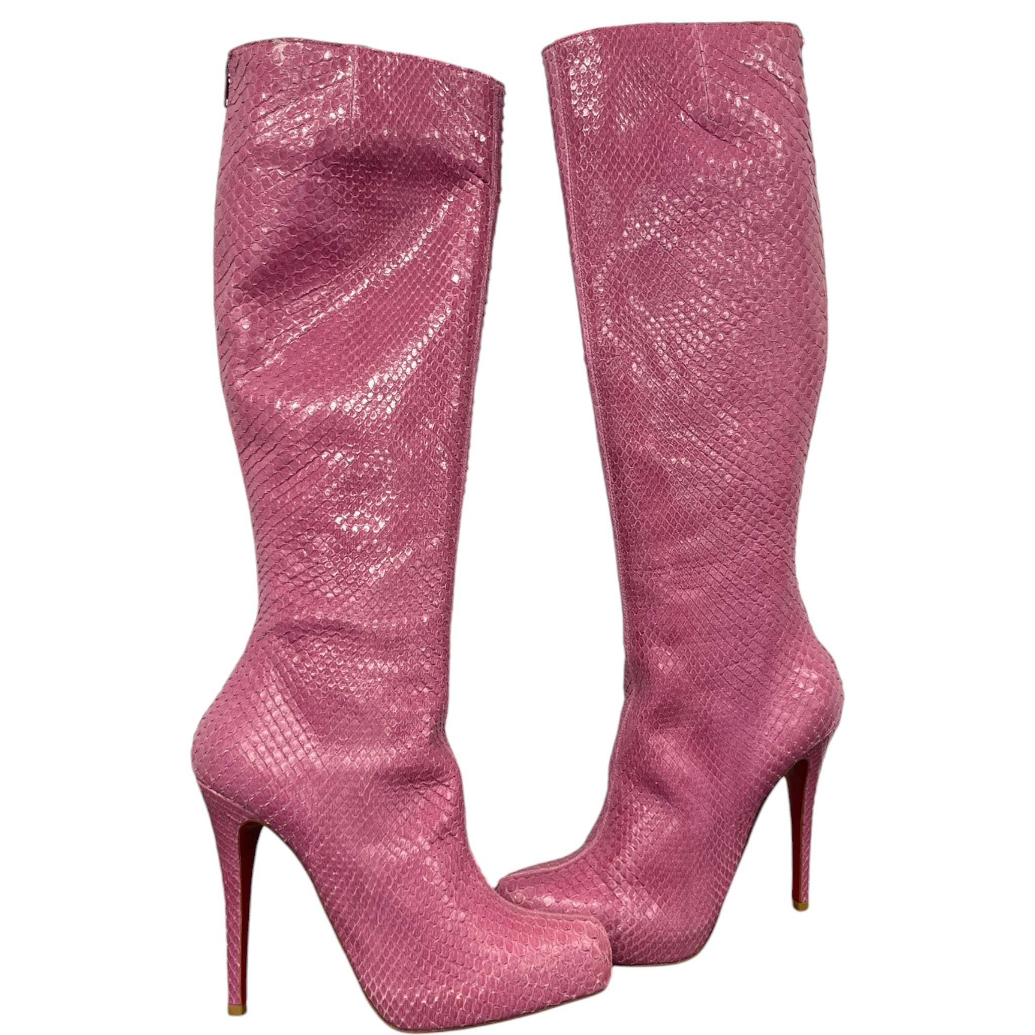 Women's Snake Print Boots Pink Size EU 38.5 / UK 5.5