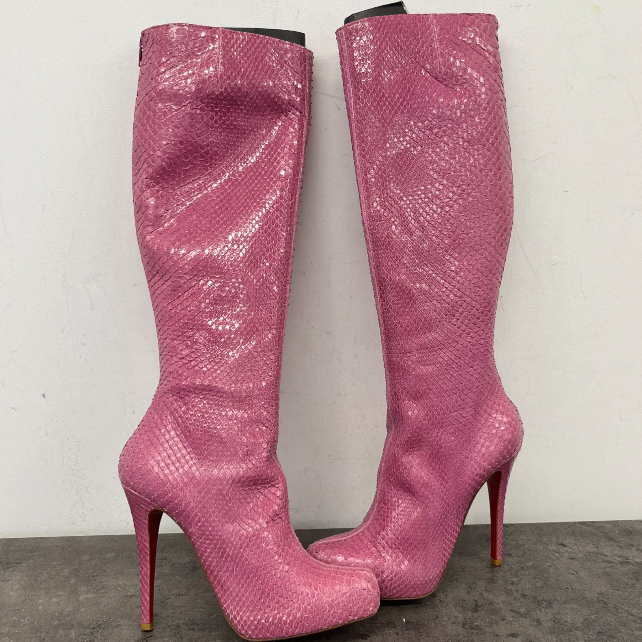 Women's Snake Print Boots Pink Size EU 38.5 / UK 5.5