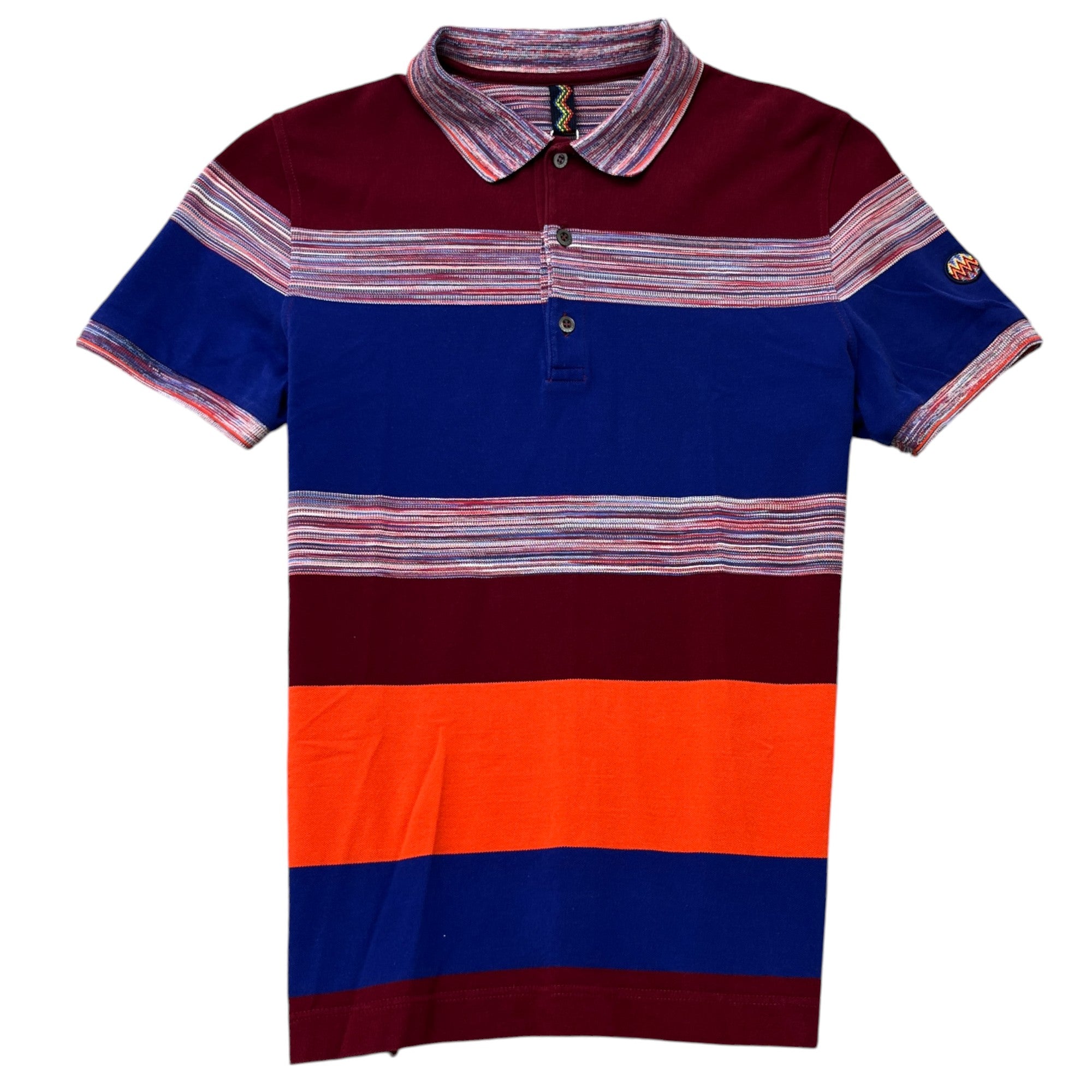 Men's Striped Block Polo Shirt Multi-Coloured Size S