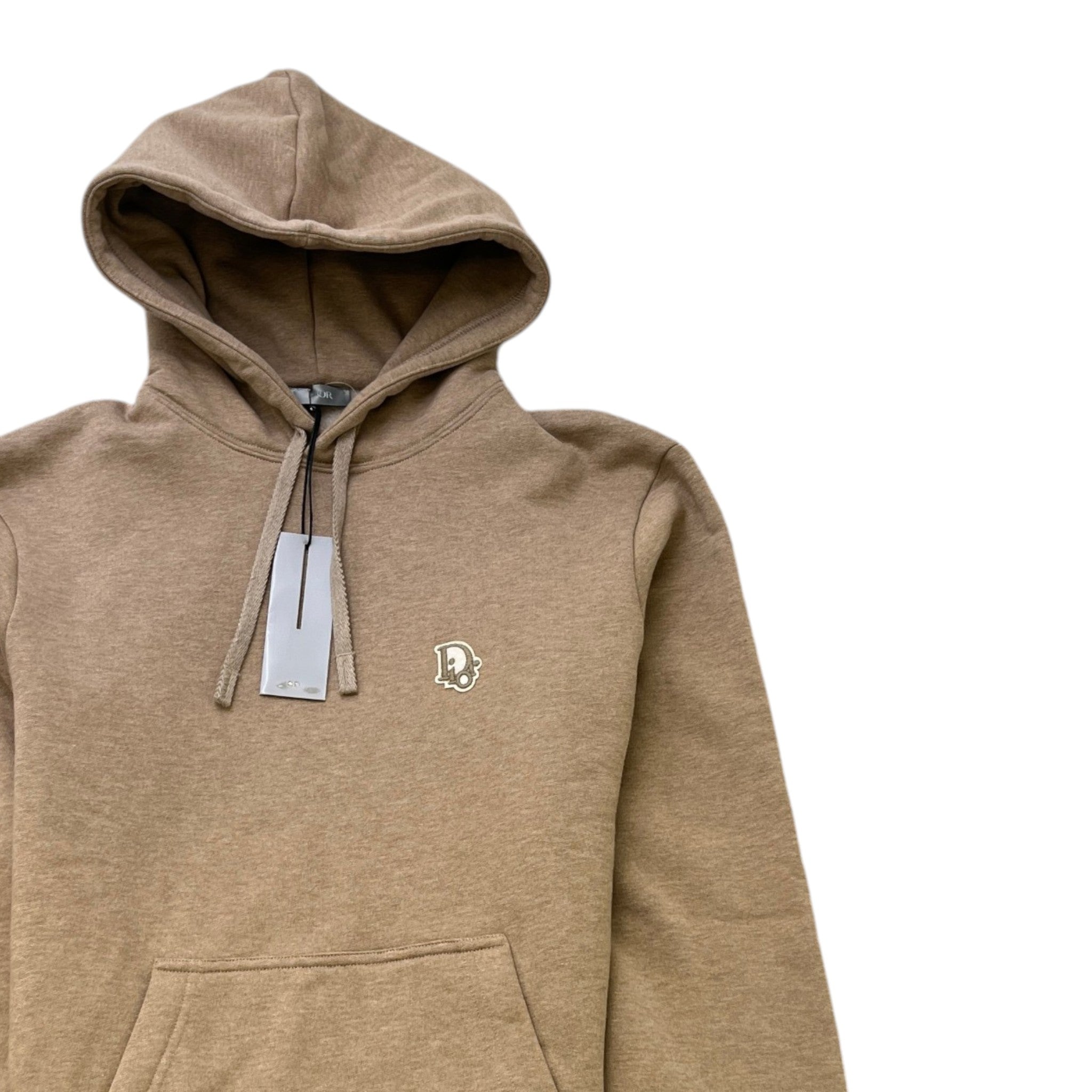 Men's Embroidered Logo Hoodie Beige Size XS