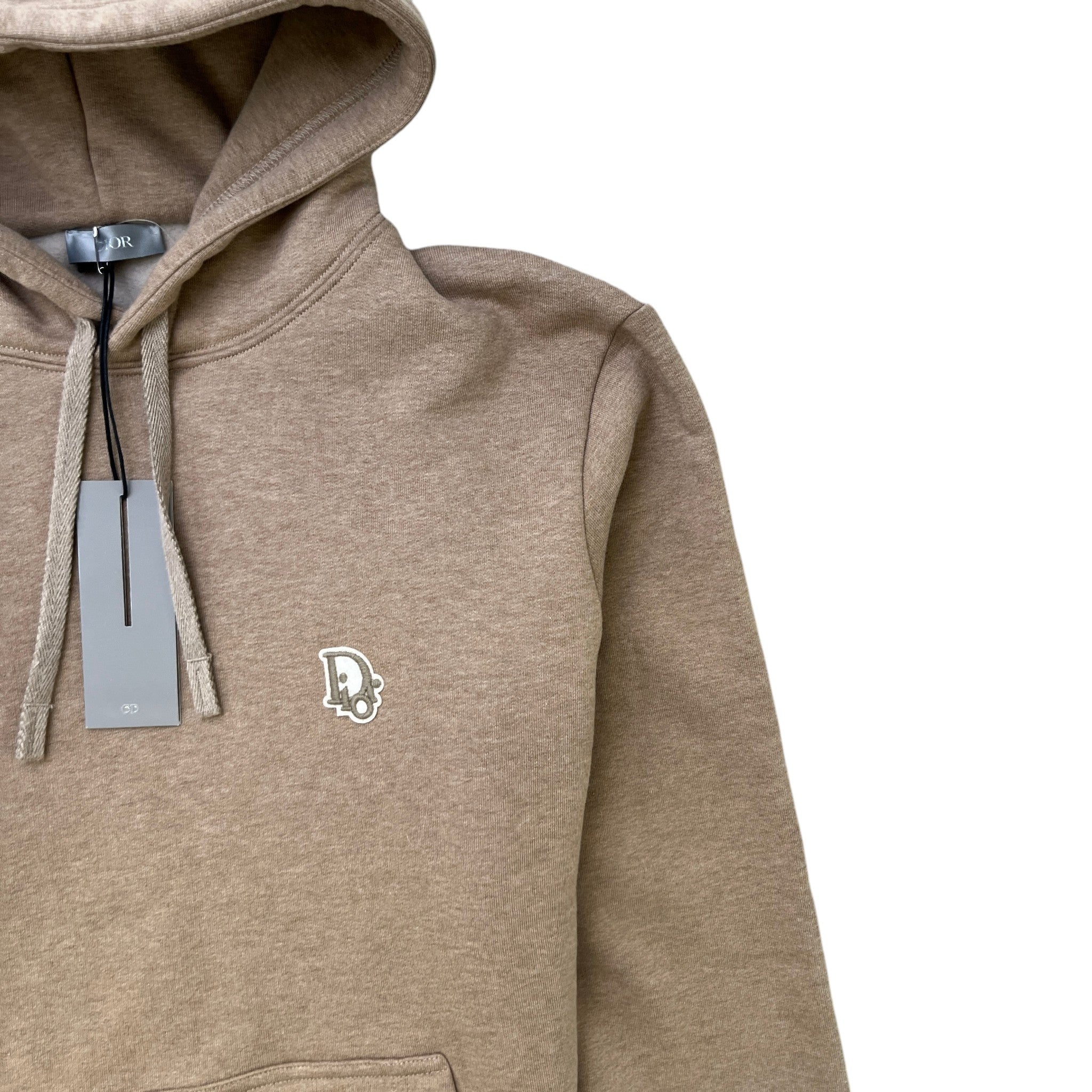 Men's Embroidered Logo Hoodie Beige Size XS
