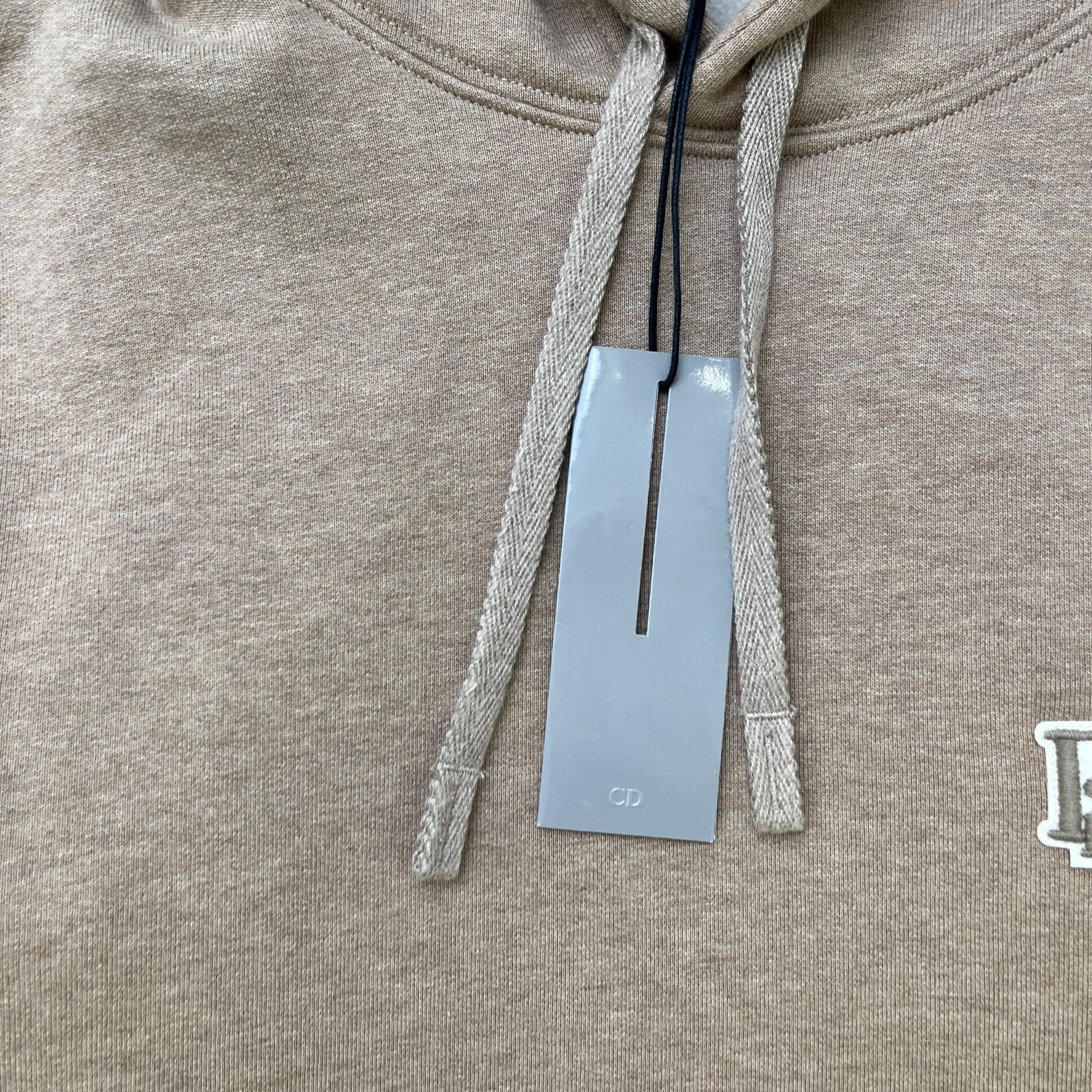 Men's Embroidered Logo Hoodie Beige Size XS