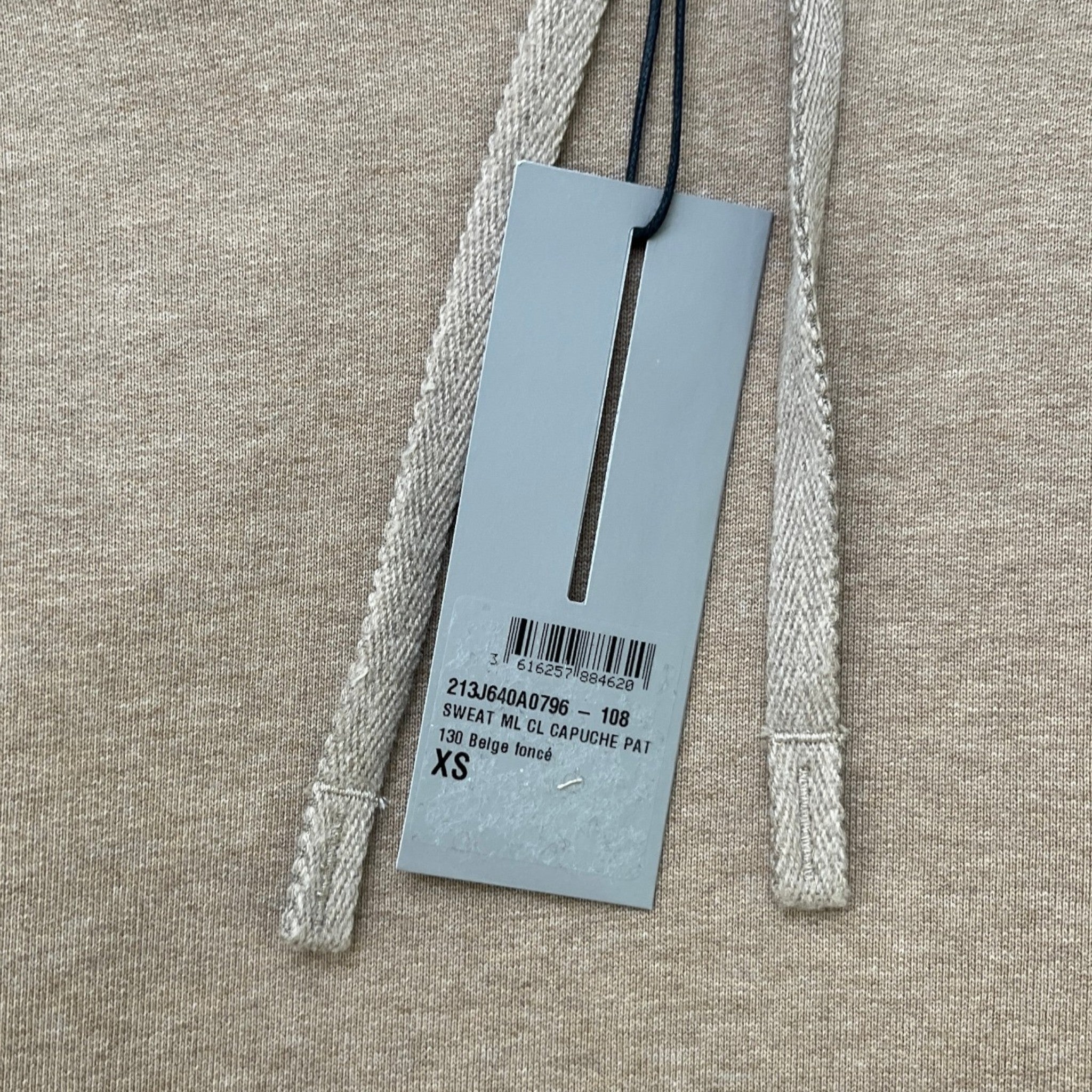 Men's Embroidered Logo Hoodie Beige Size XS
