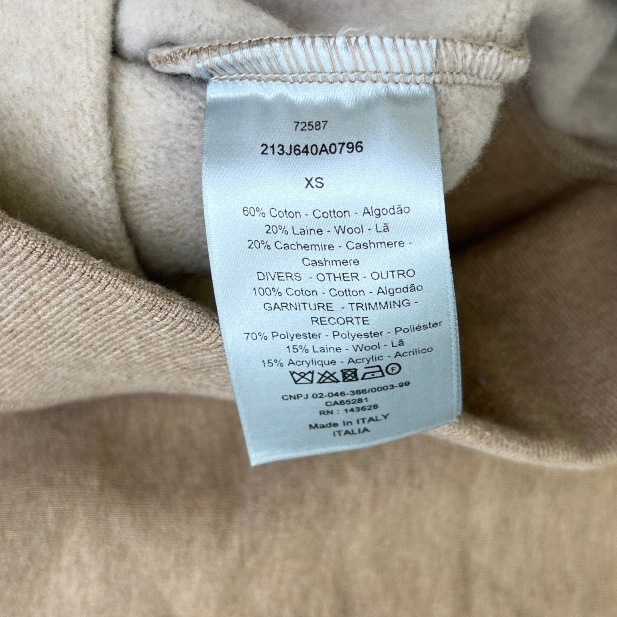 Men's Embroidered Logo Hoodie Beige Size XS
