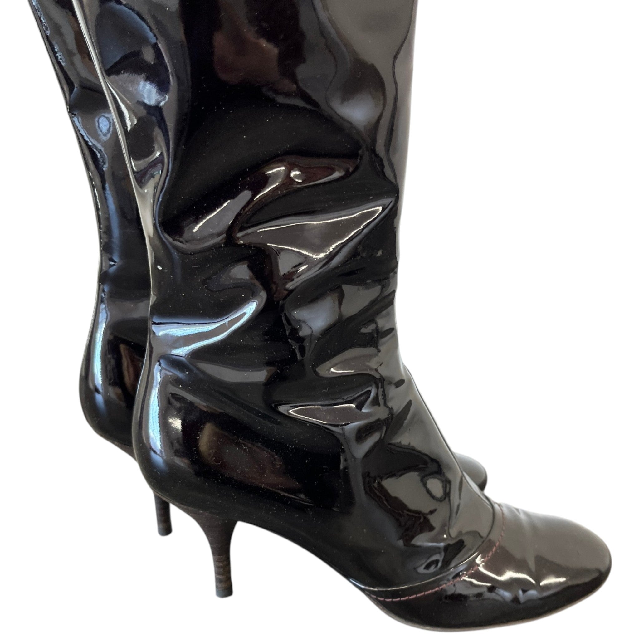 Women's Knee High Buckle Boots Burgundy Size EU 38 / UK 5
