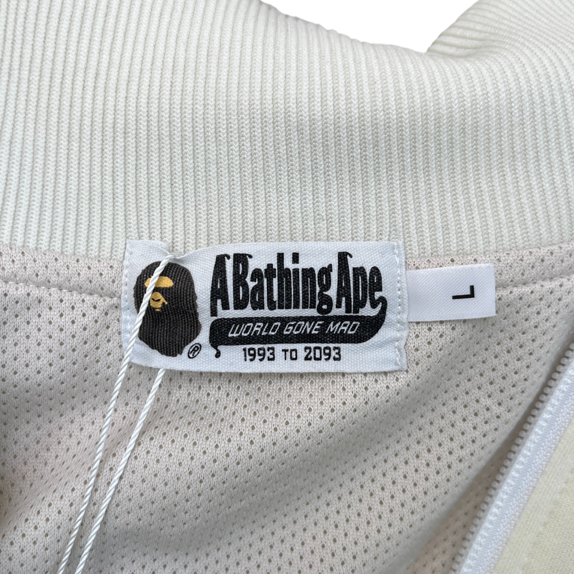 Men's Logo Print Striped Track Jacket Cream Size L