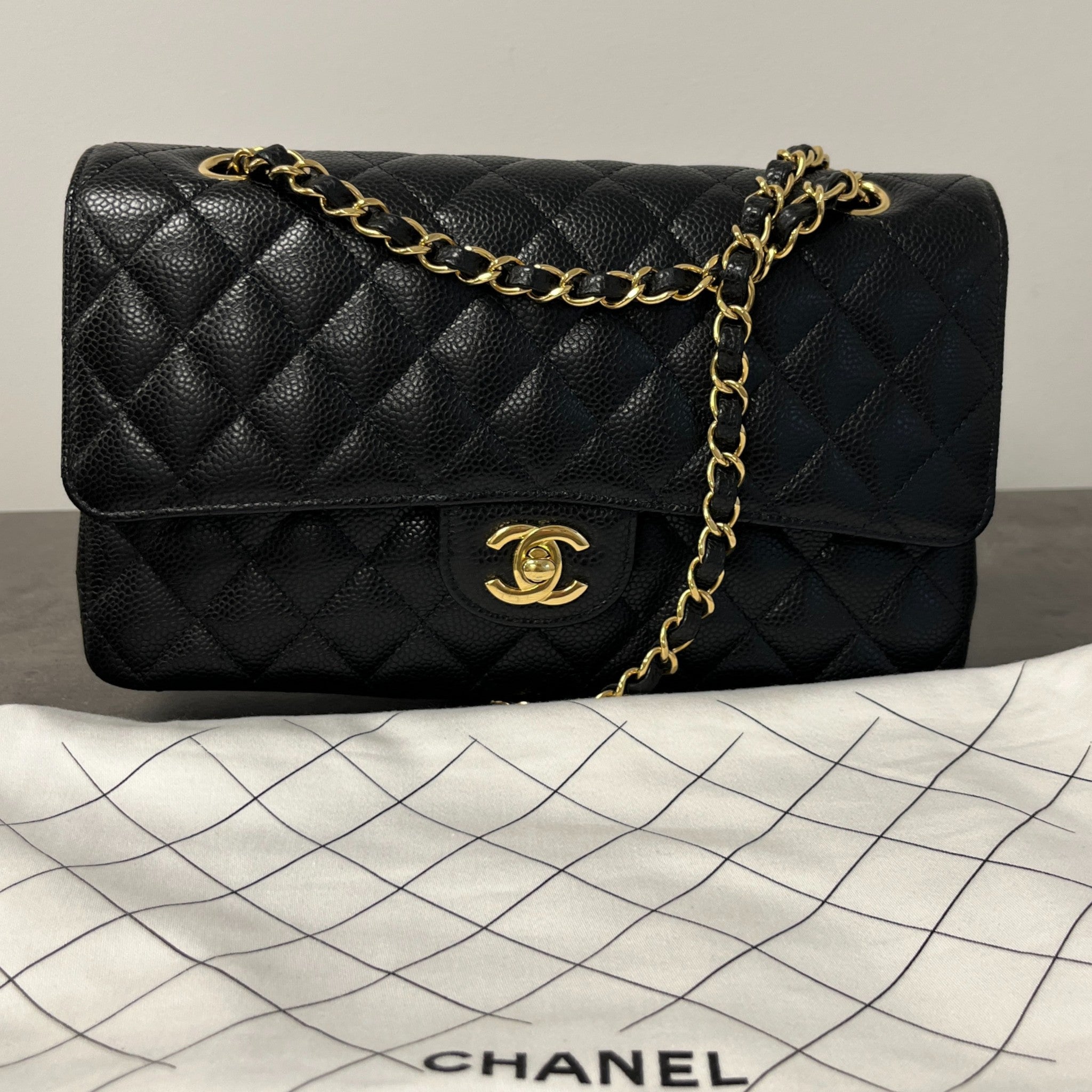 Women's Small Classic Double Flap Caviar Bag Black