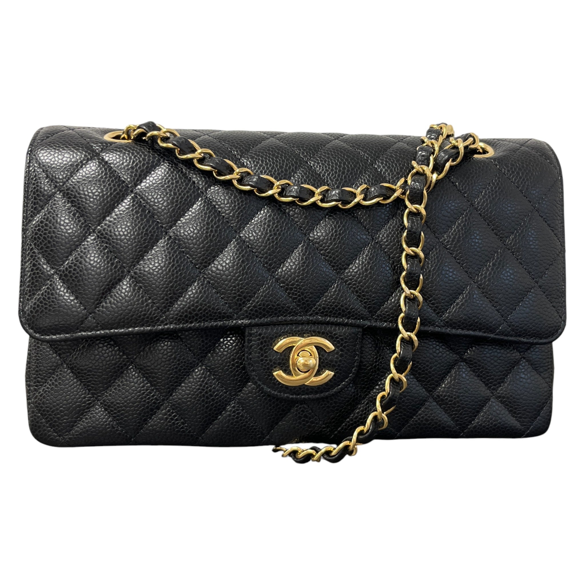 Women's Small Classic Double Flap Caviar Bag Black